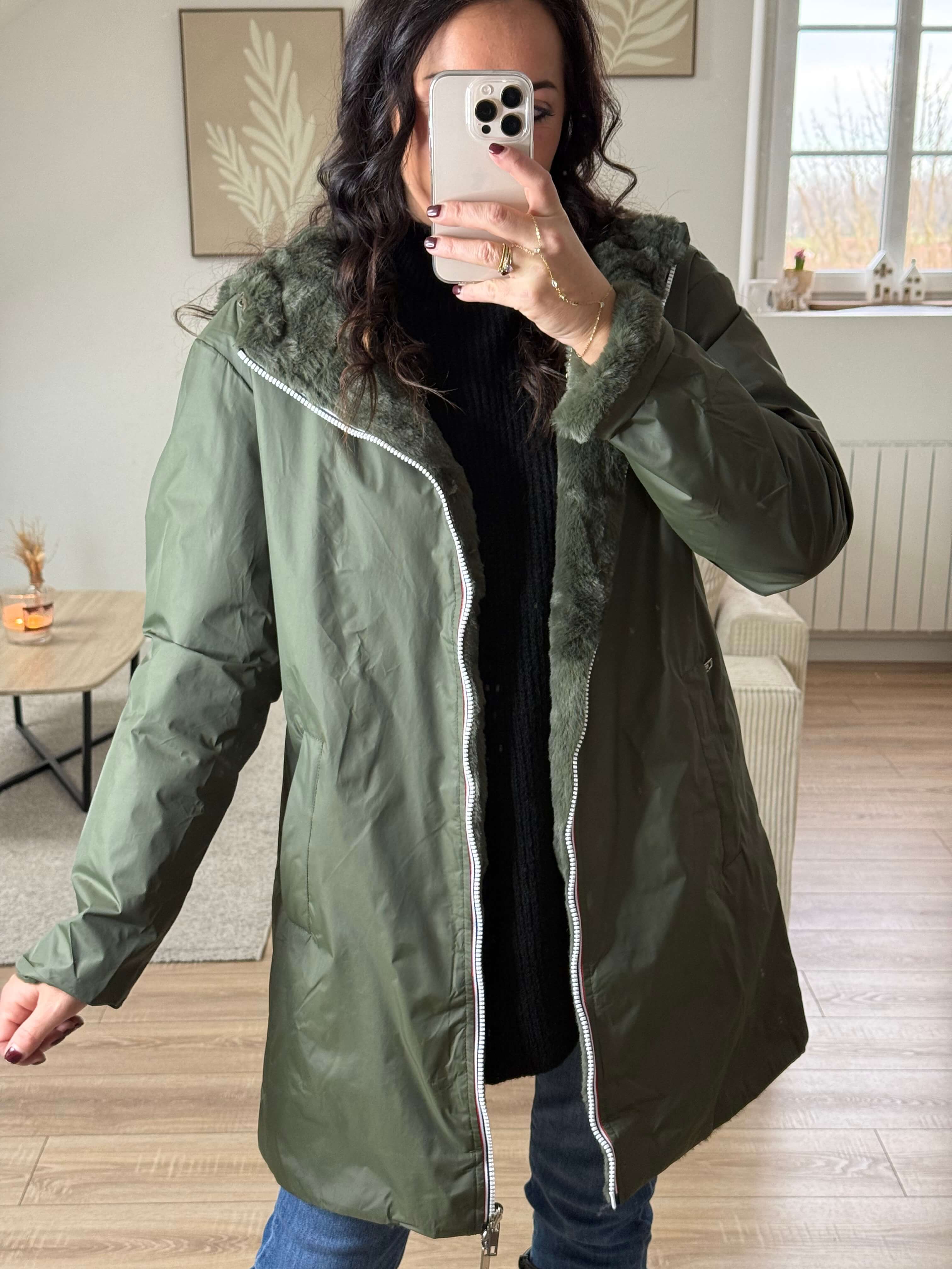 Parka imperméable réversible intérieur fourrée