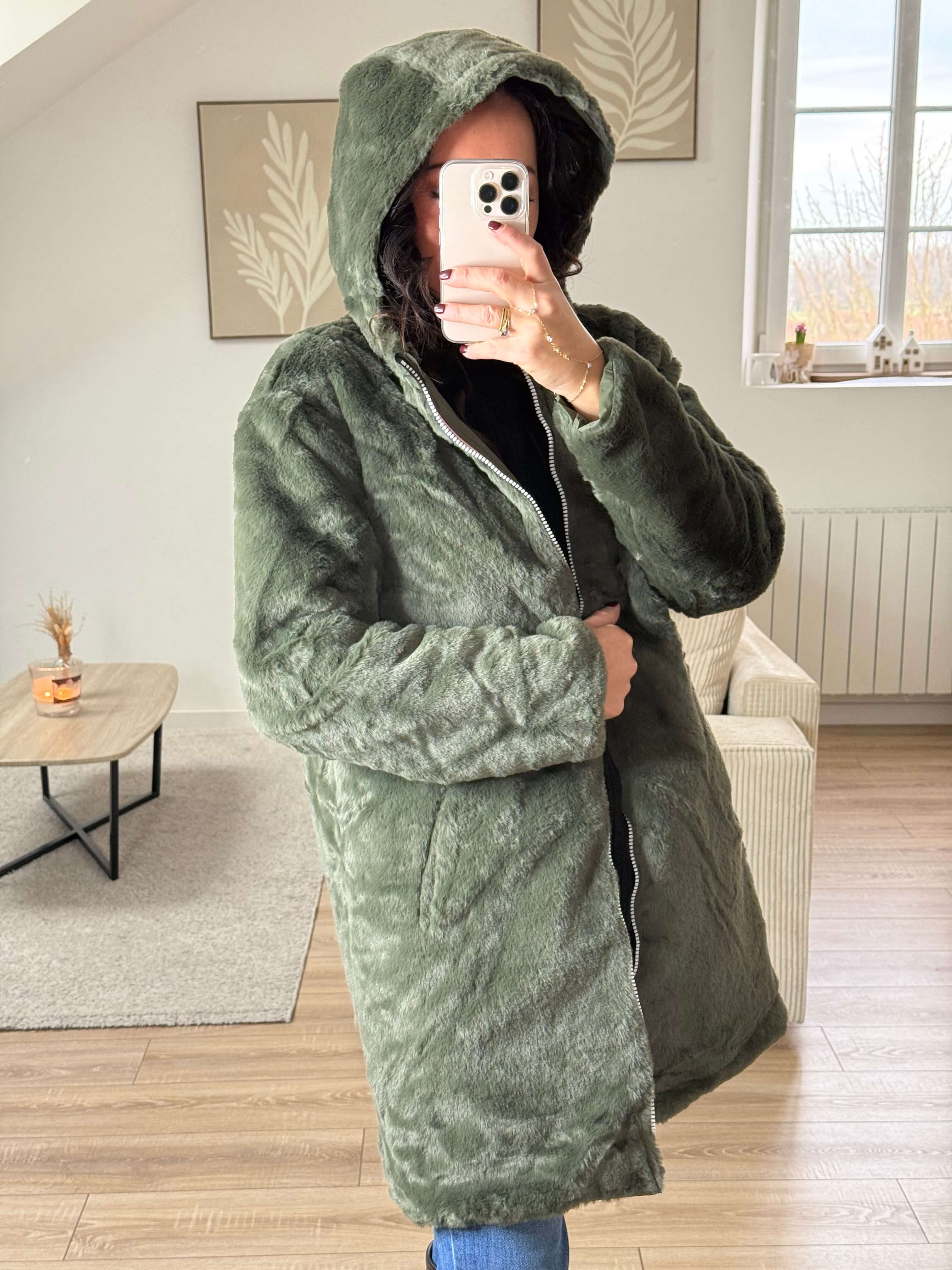 Parka imperméable réversible intérieur fourrée