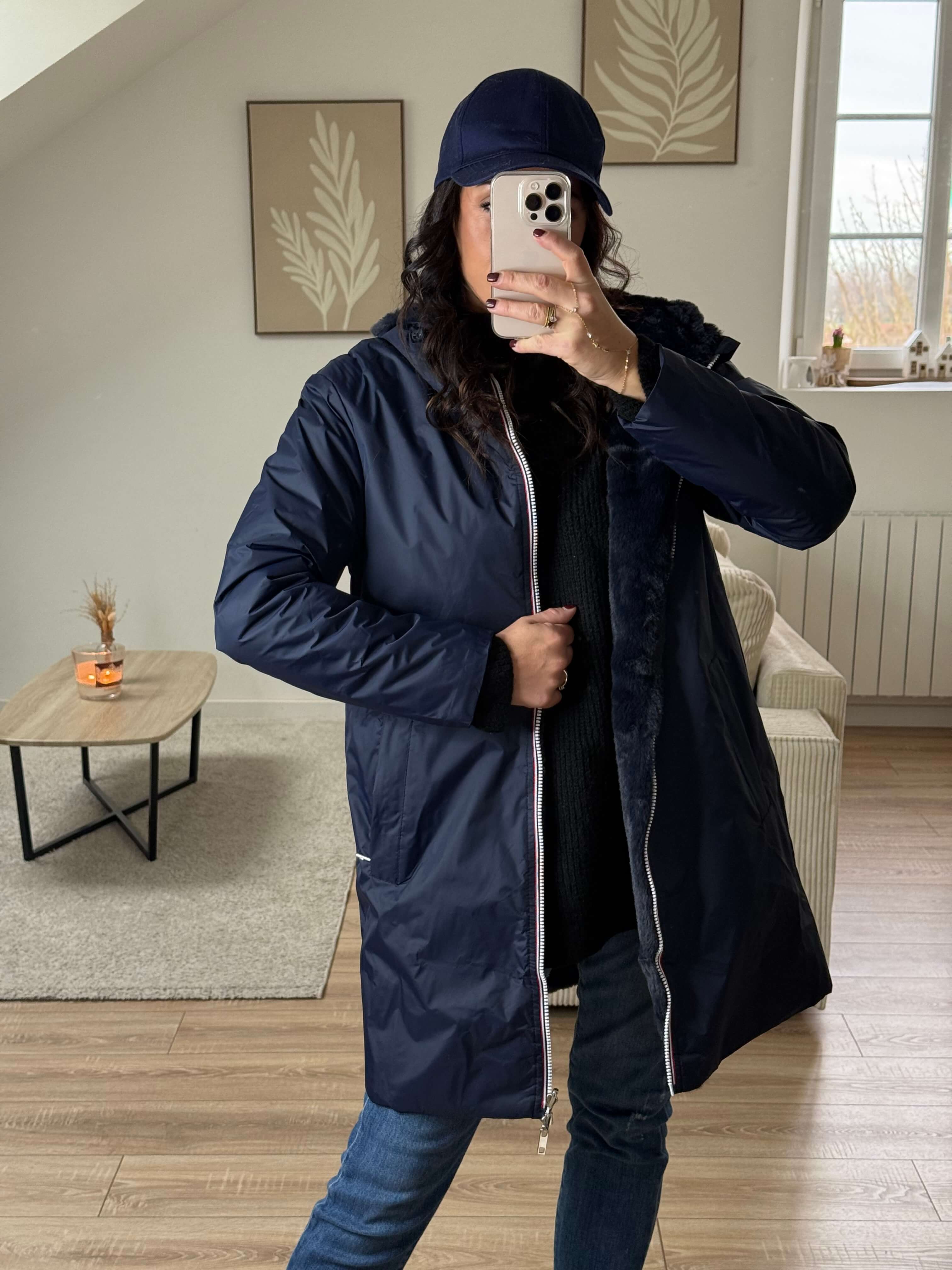 Parka imperméable réversible intérieur fourrée