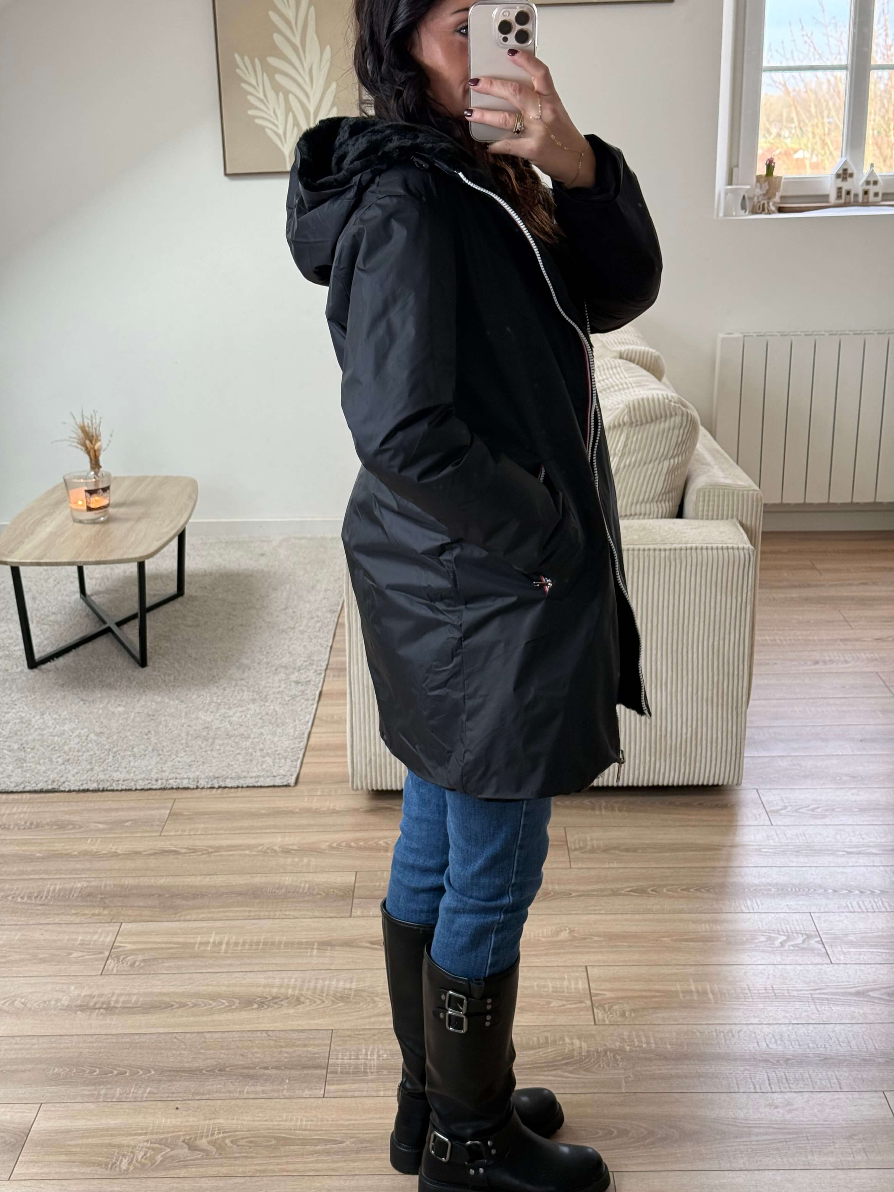 Parka imperméable réversible intérieur fourrée