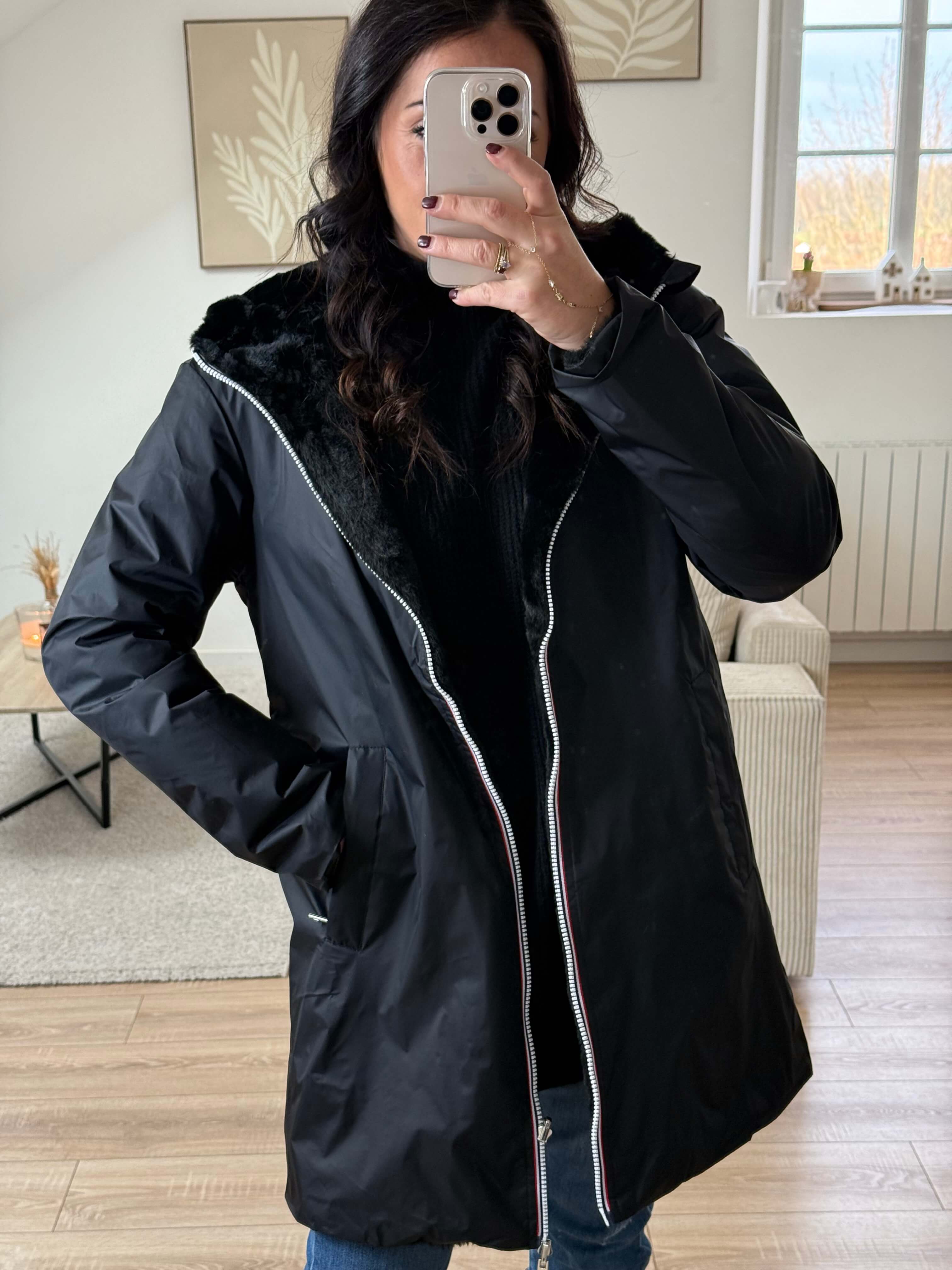 Parka imperméable réversible intérieur fourrée