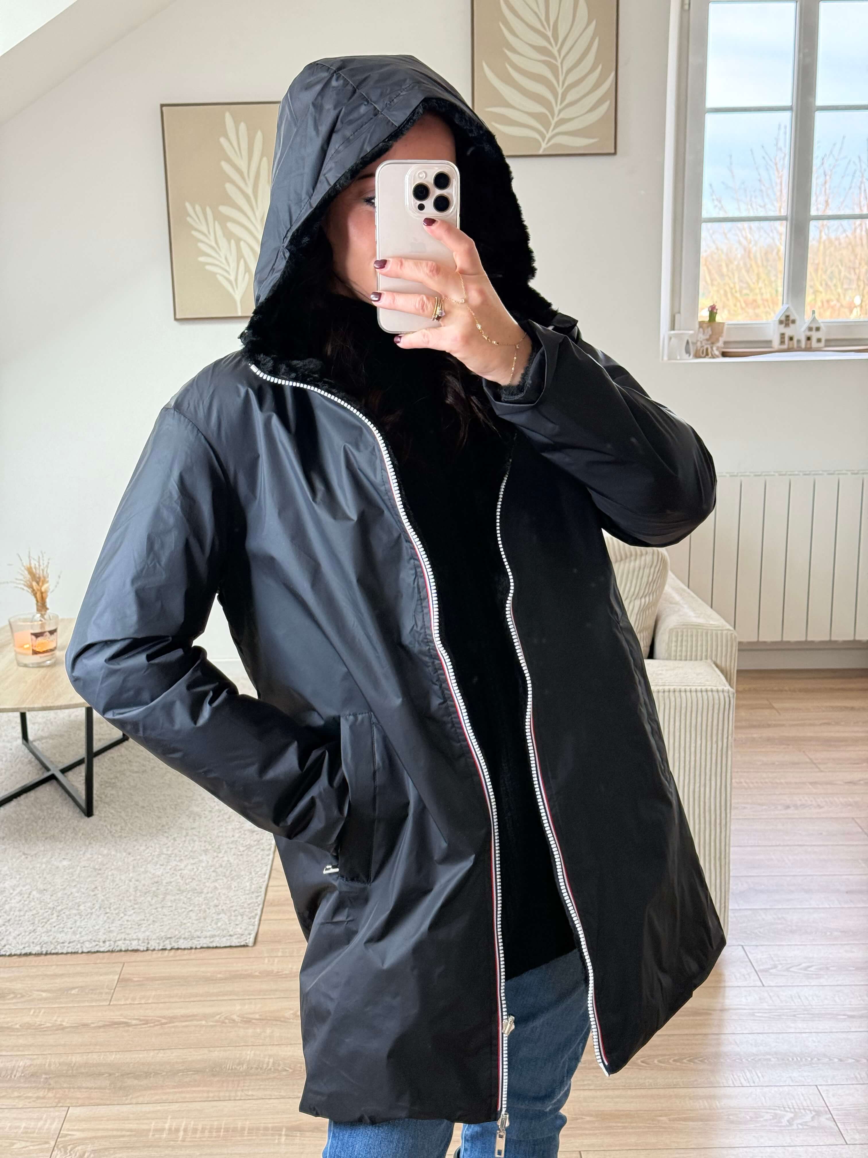 Parka imperméable réversible intérieur fourrée