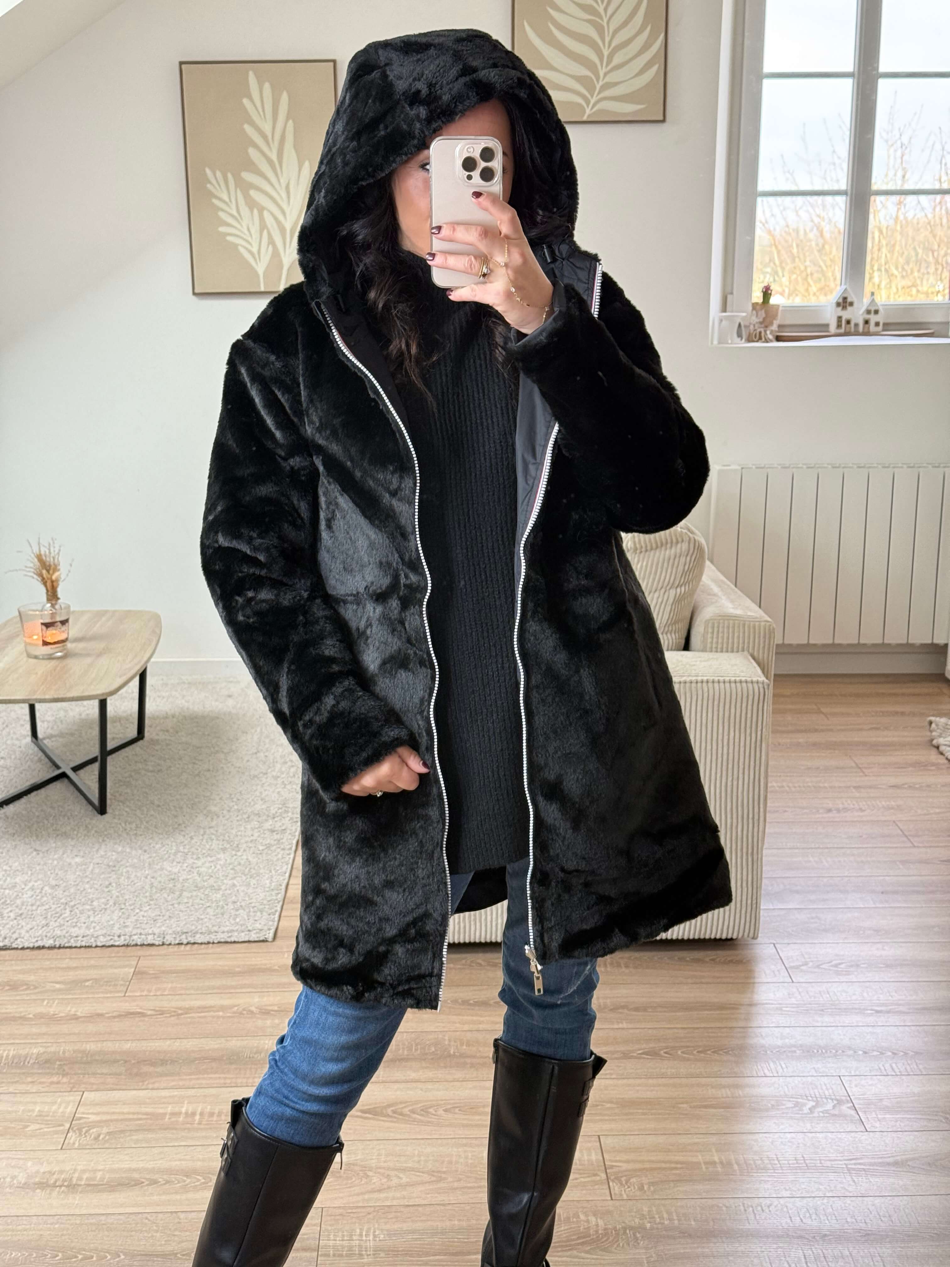 Parka imperméable réversible intérieur fourrée