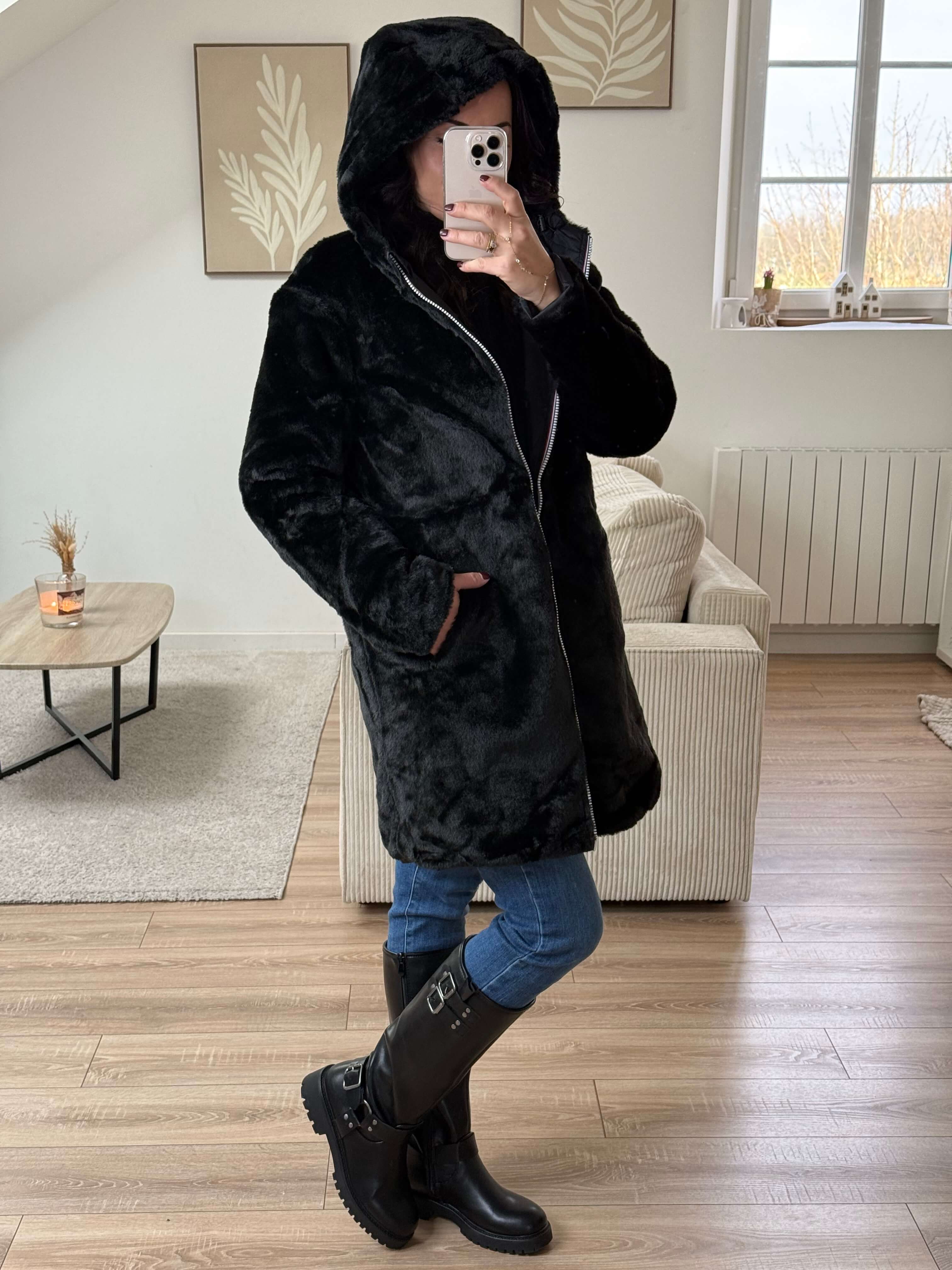 Parka imperméable réversible intérieur fourrée