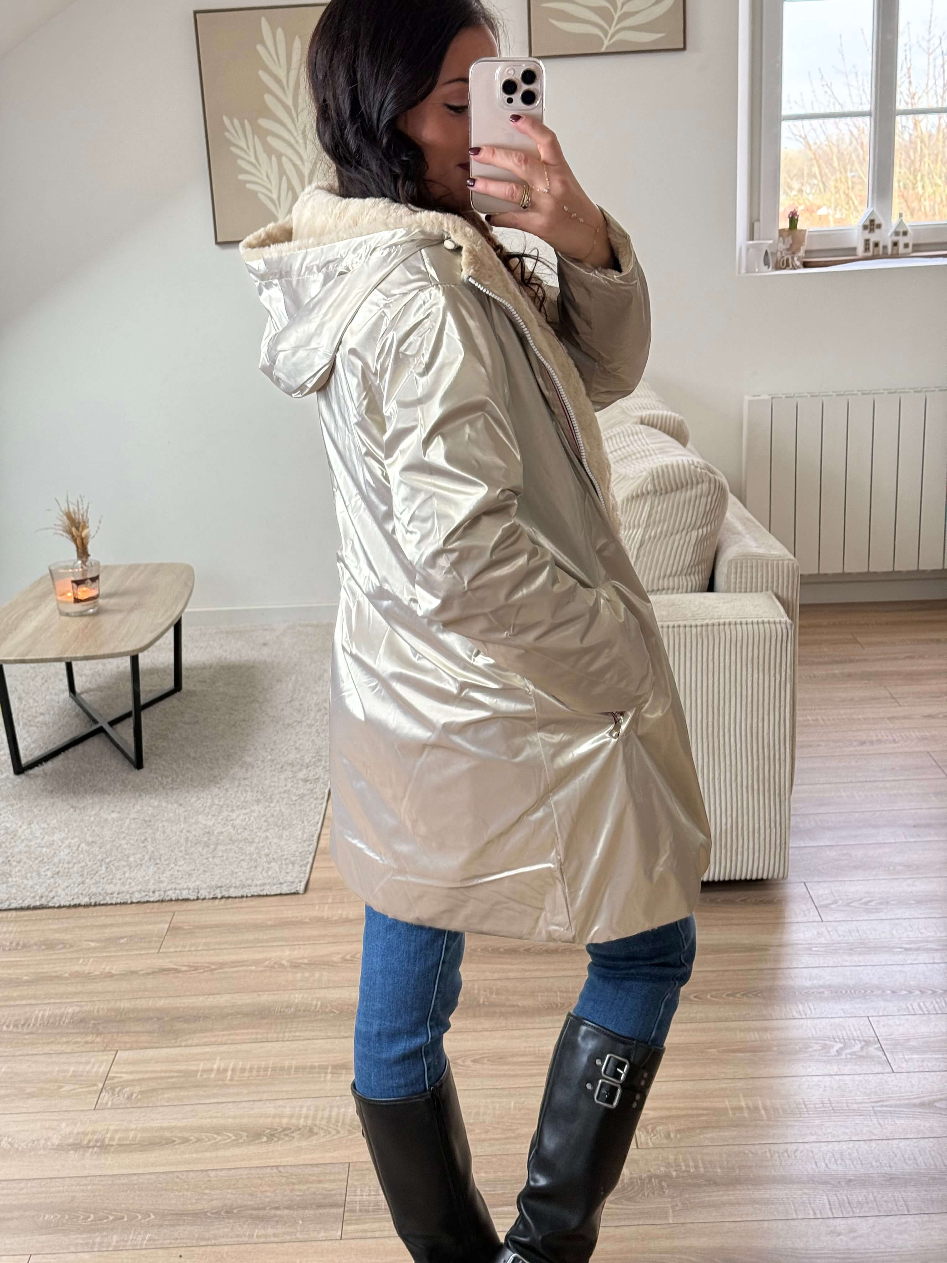 Parka imperméable réversible intérieur fourrée