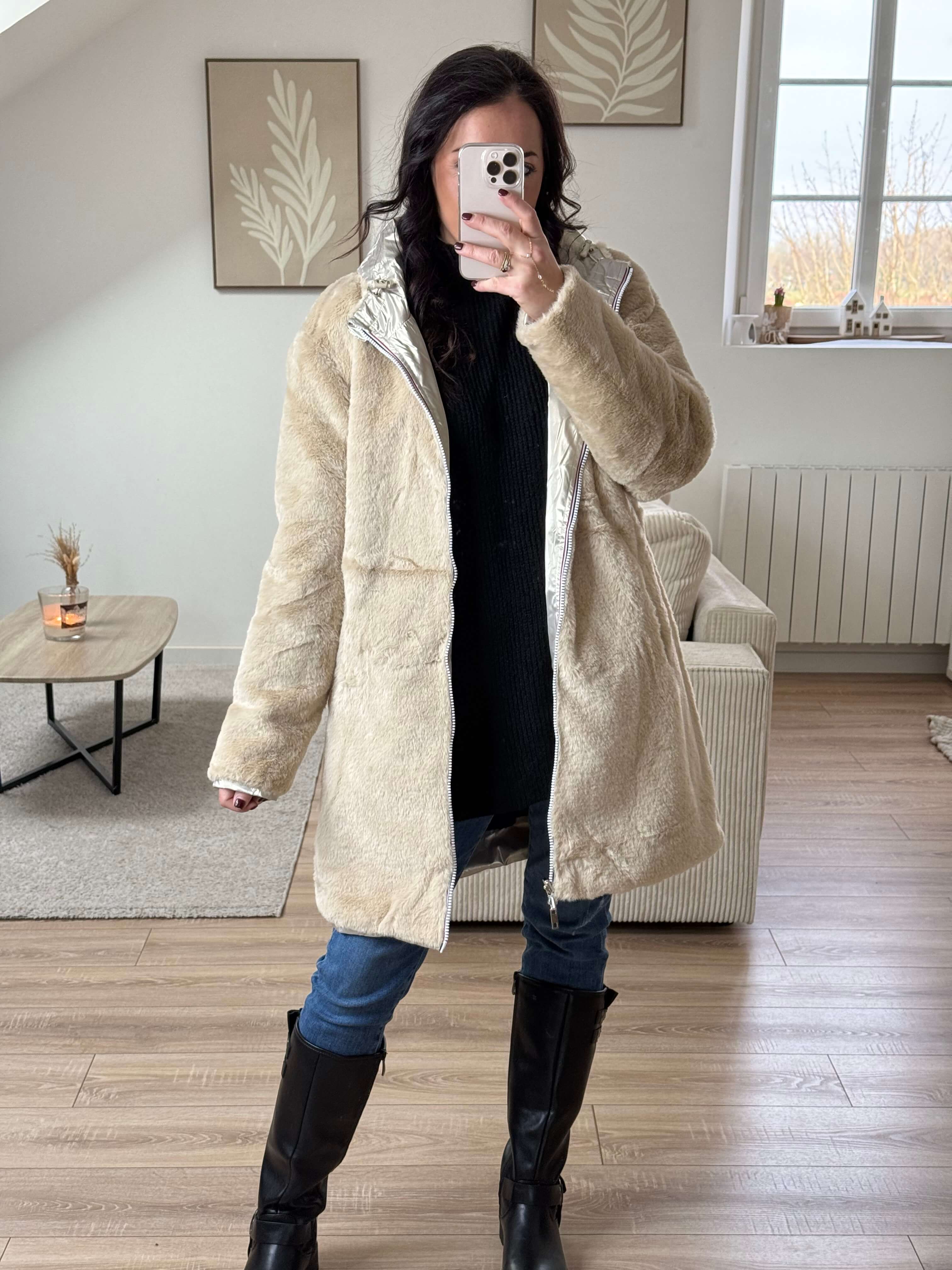 Parka imperméable réversible intérieur fourrée