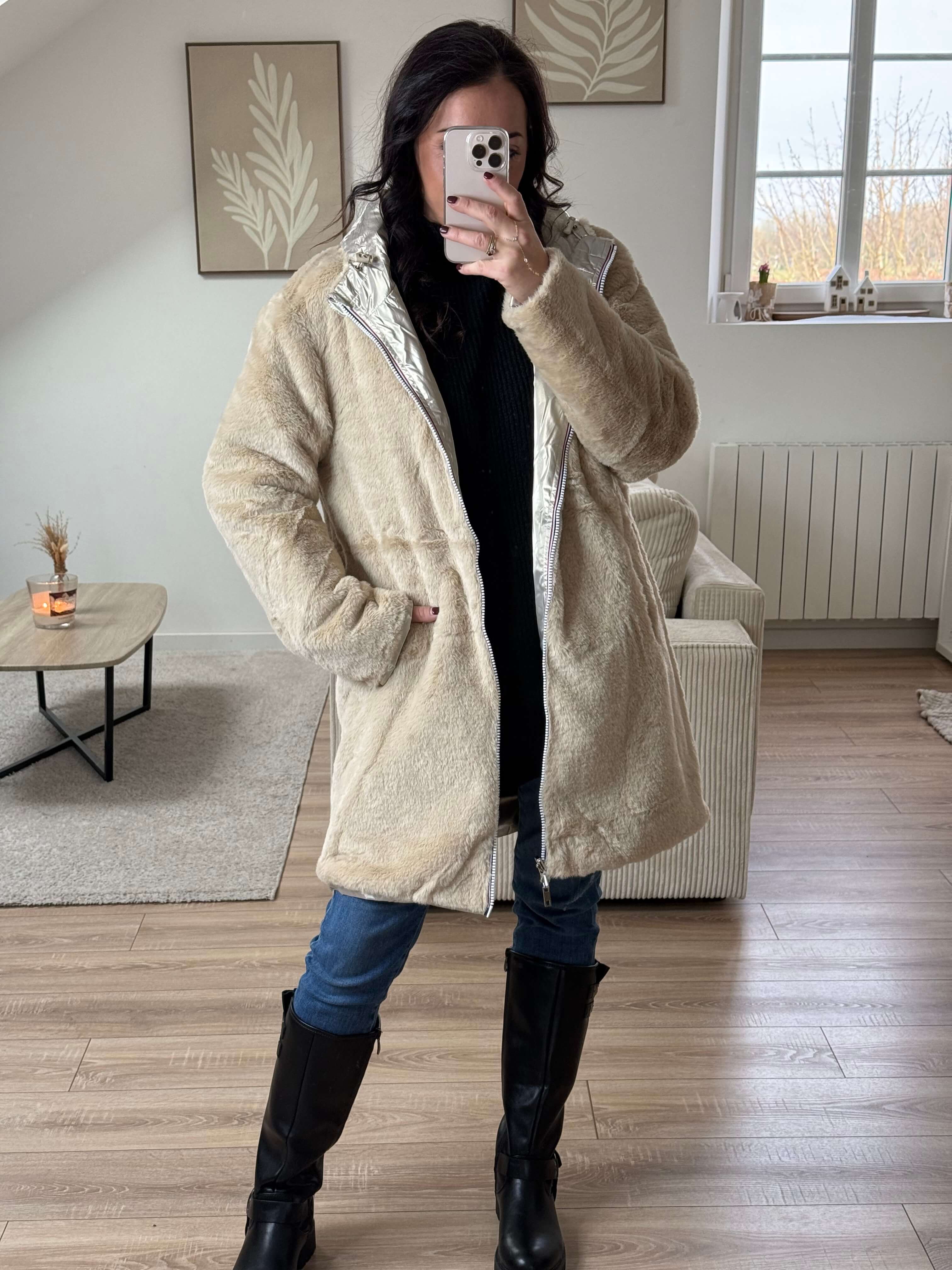 Parka imperméable réversible intérieur fourrée