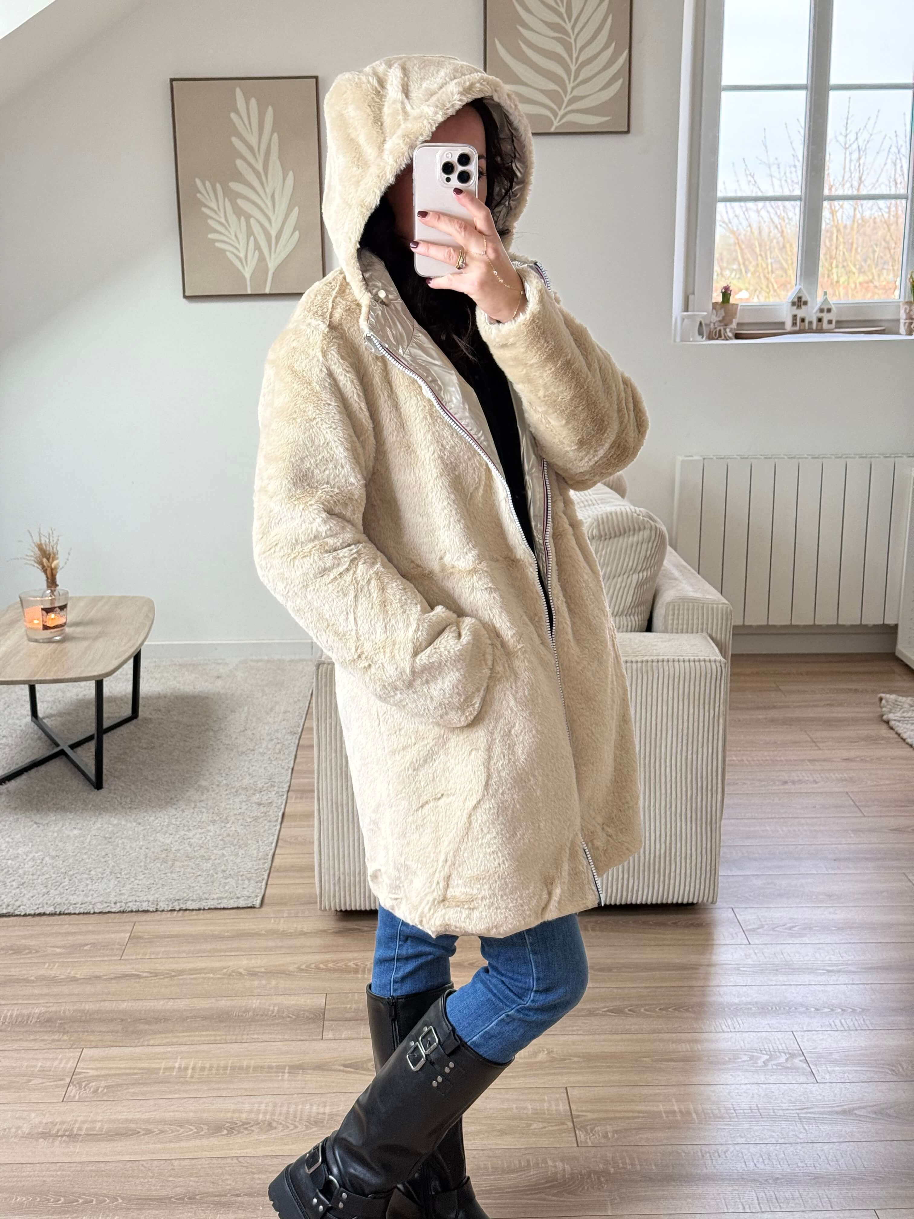 Parka imperméable réversible intérieur fourrée