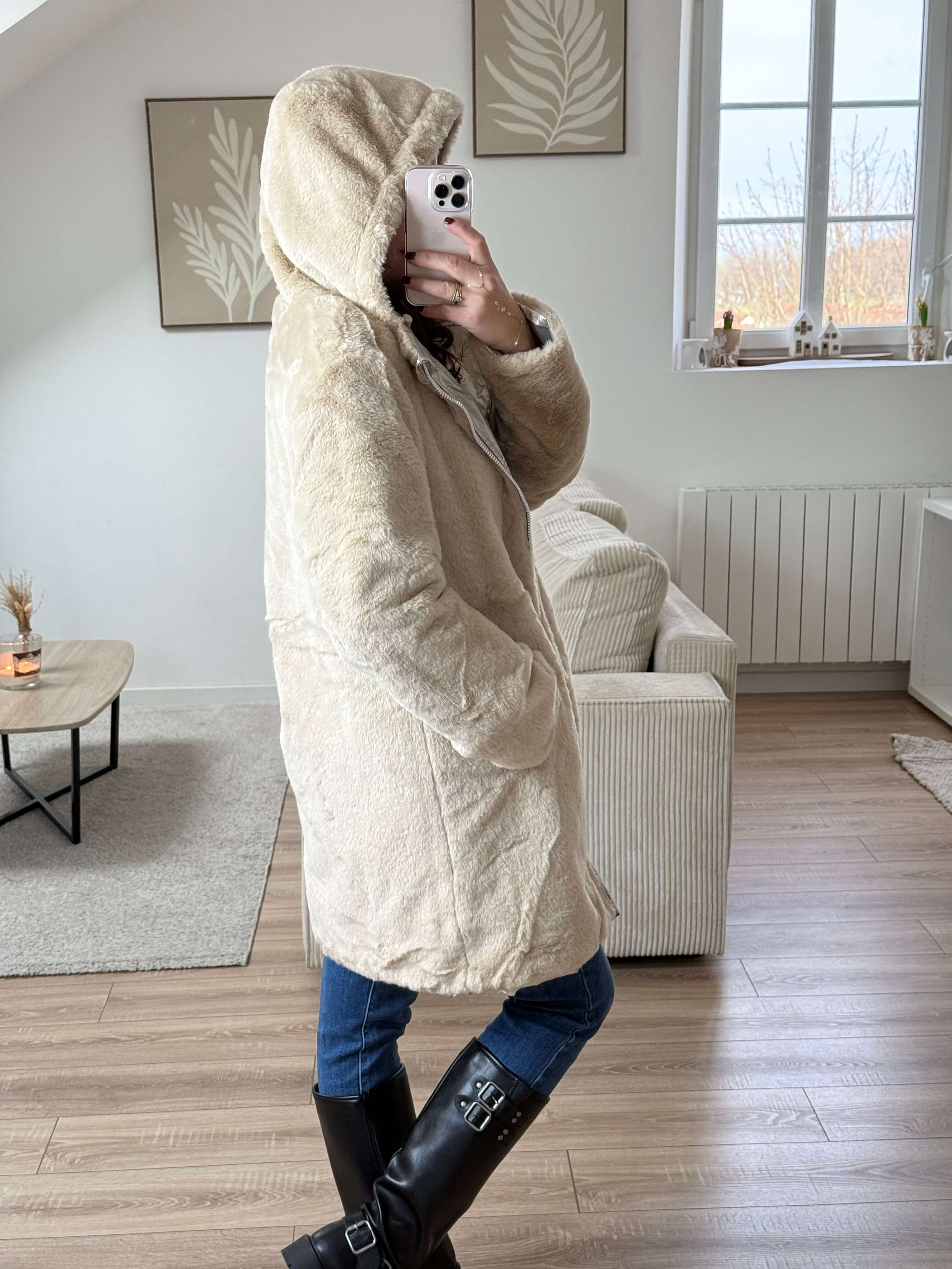 Parka imperméable réversible intérieur fourrée