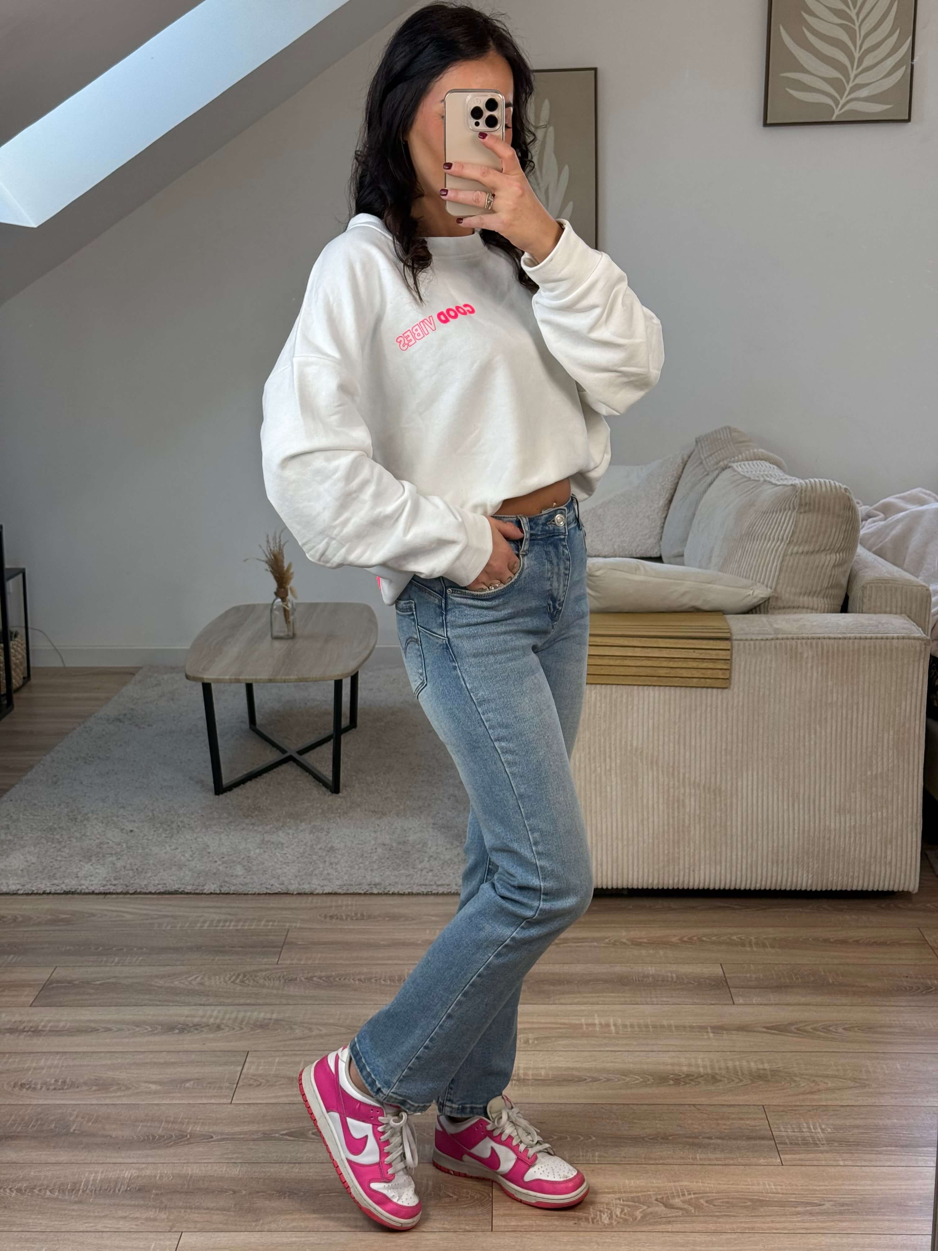 Sweat-shirt - Good vibes blanc