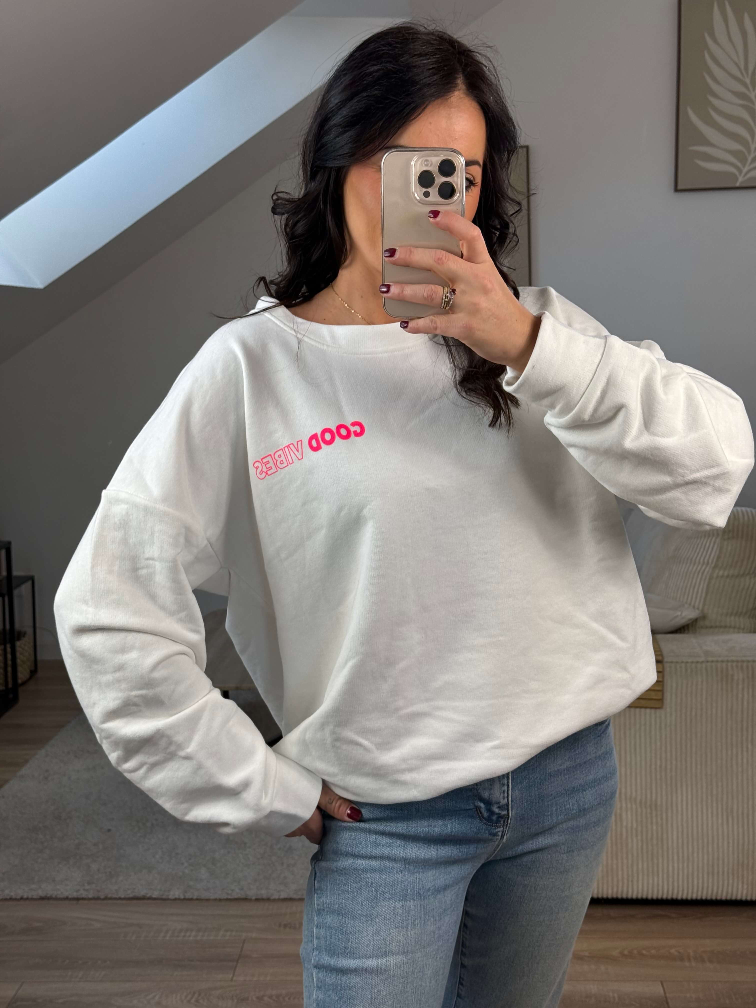 Sweat-shirt - Good vibes blanc