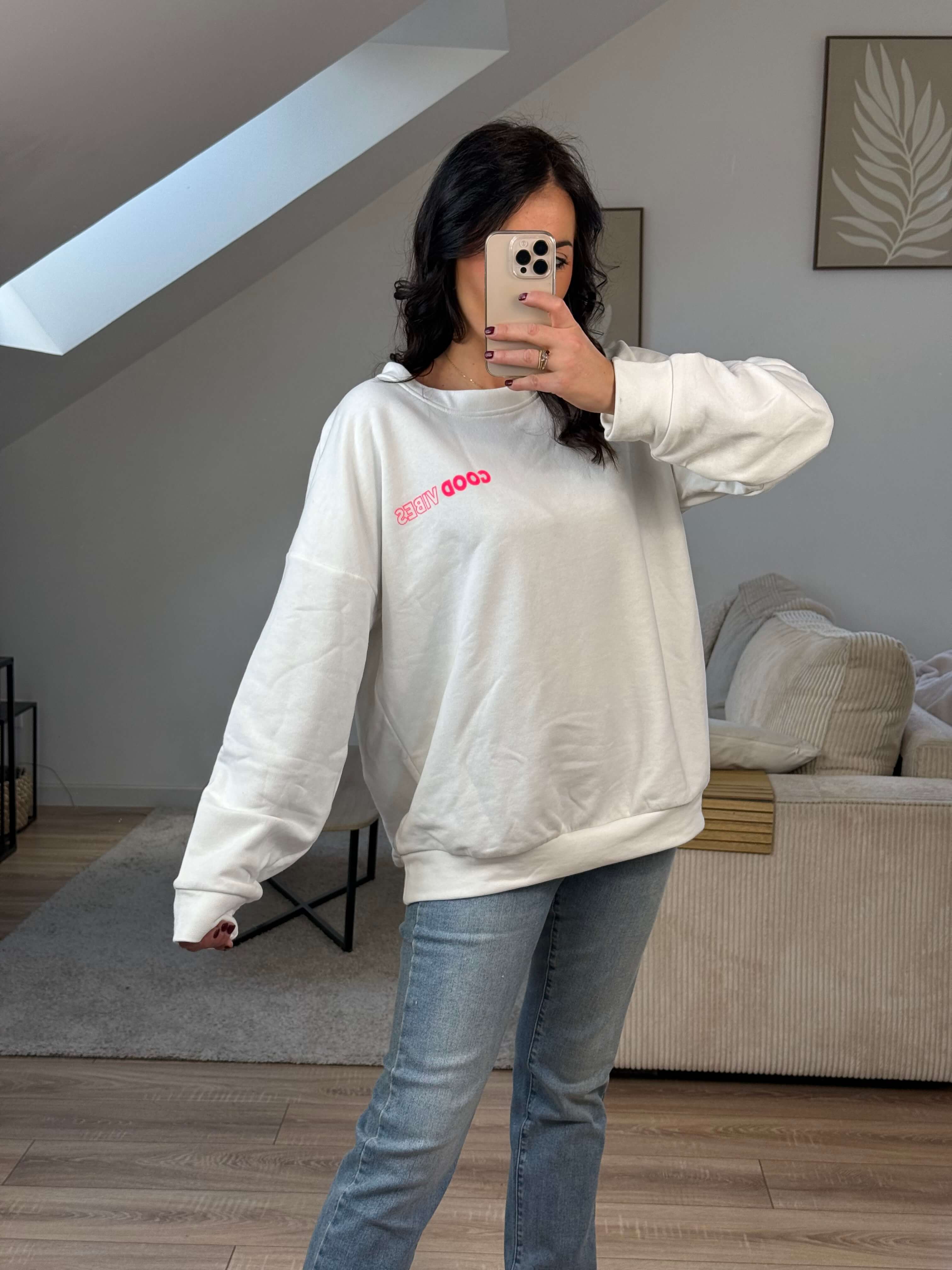 Sweat-shirt - Good vibes blanc