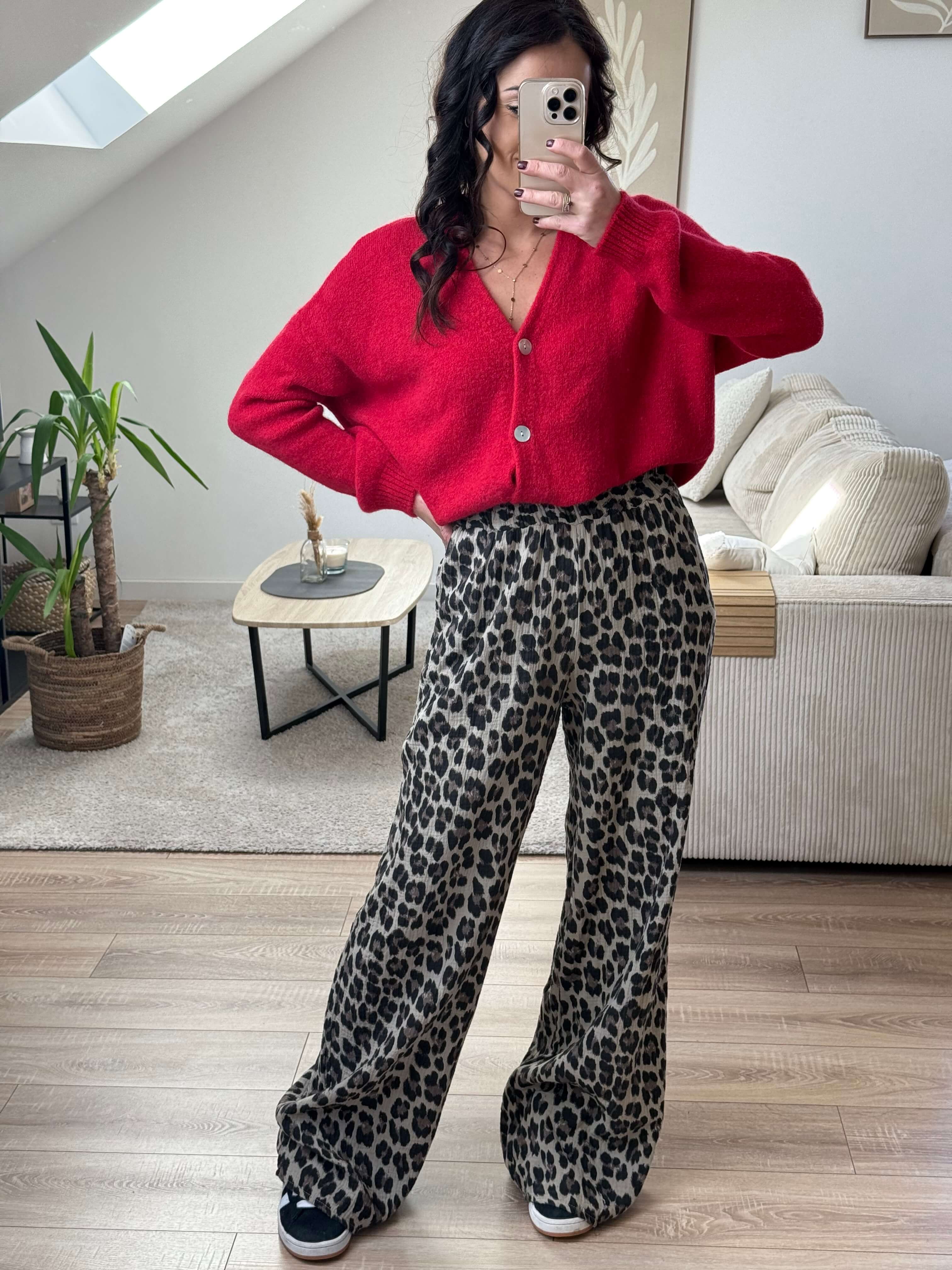 Pantalon leopard gaze de coton - Kélya