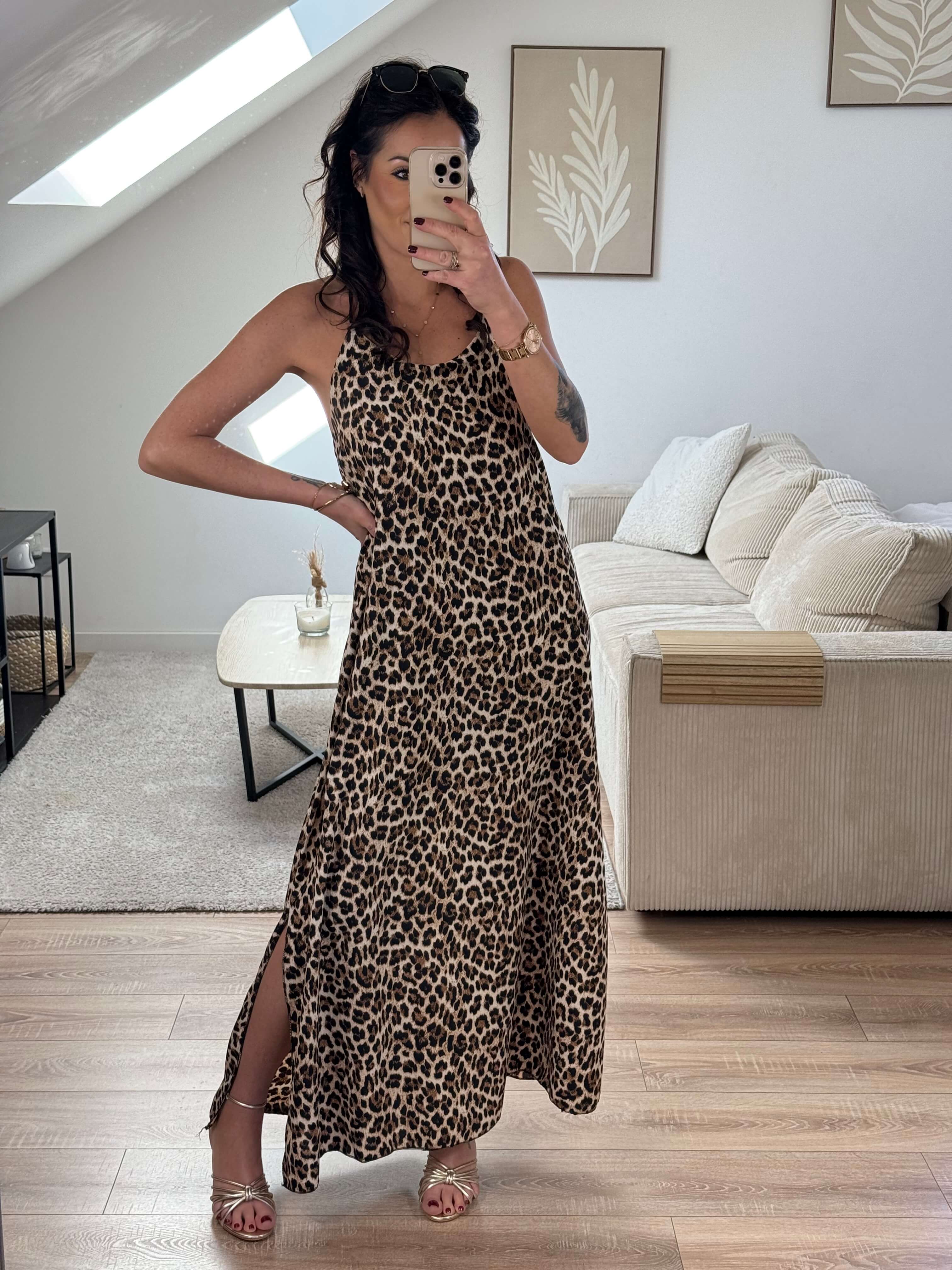 Robe bretelle fine léopard - Lina