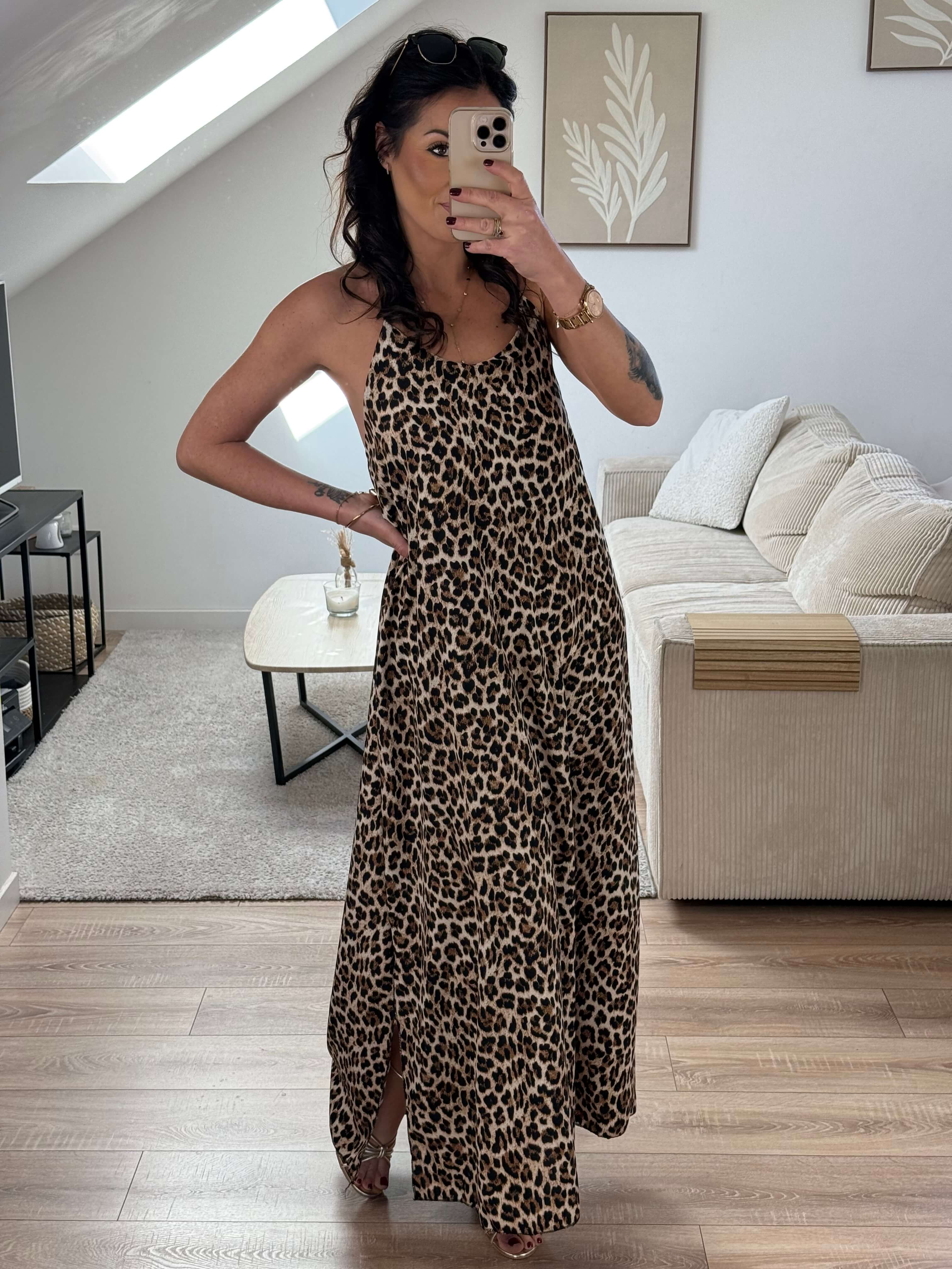 Robe bretelle fine léopard - Lina