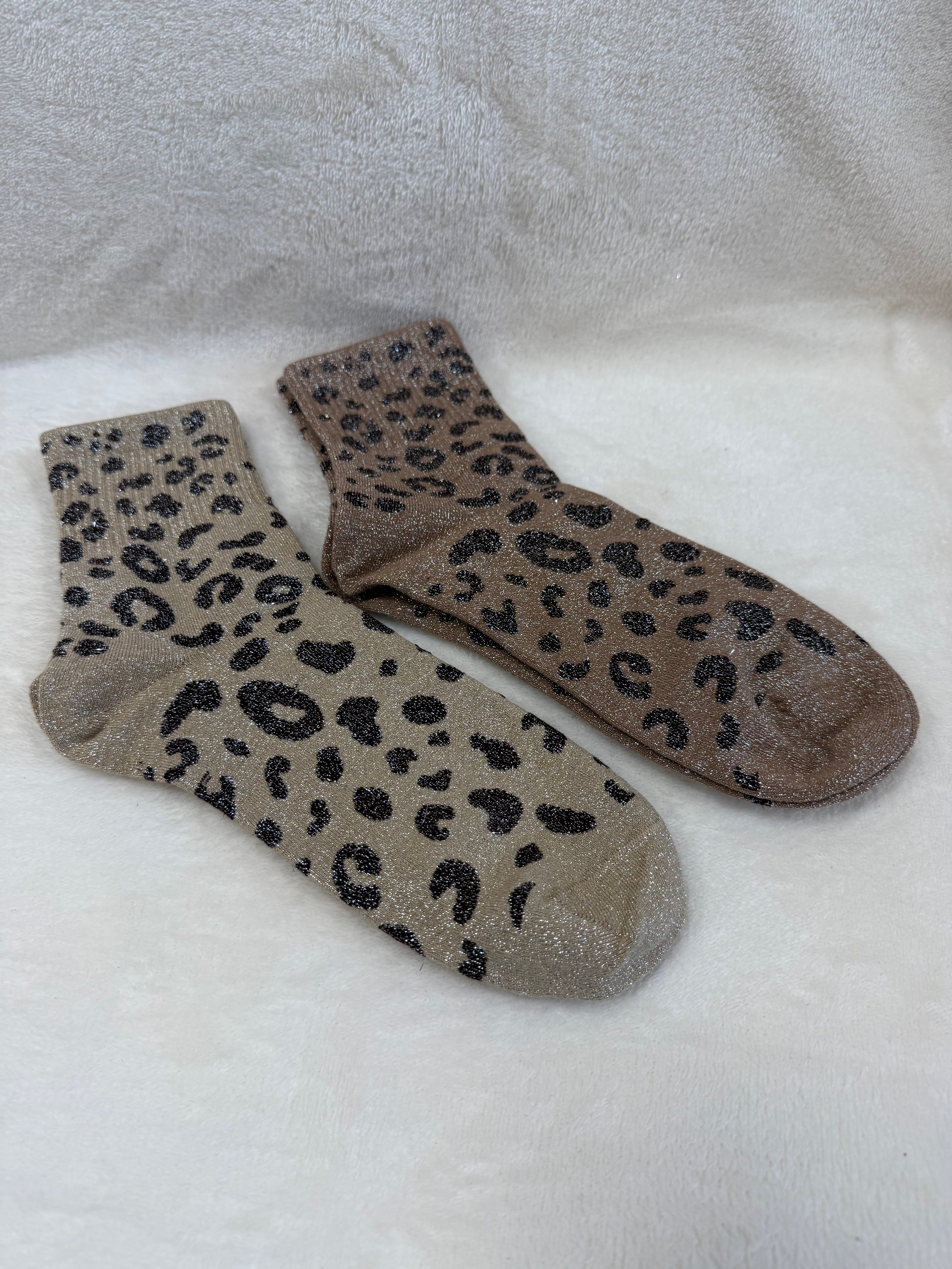 Chaussettes a paillettes léopard