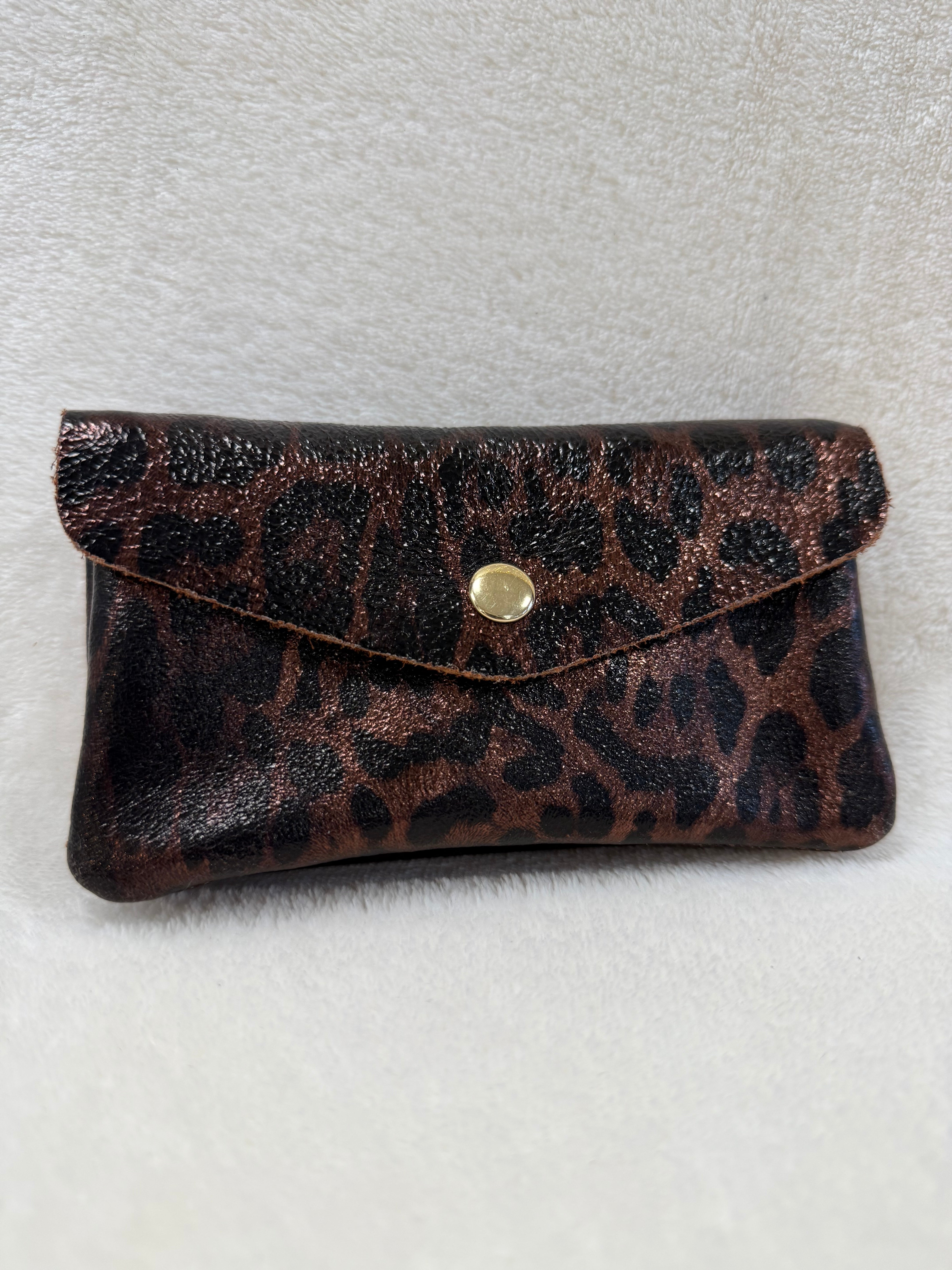 Porte monnaie en cuir léopard XL