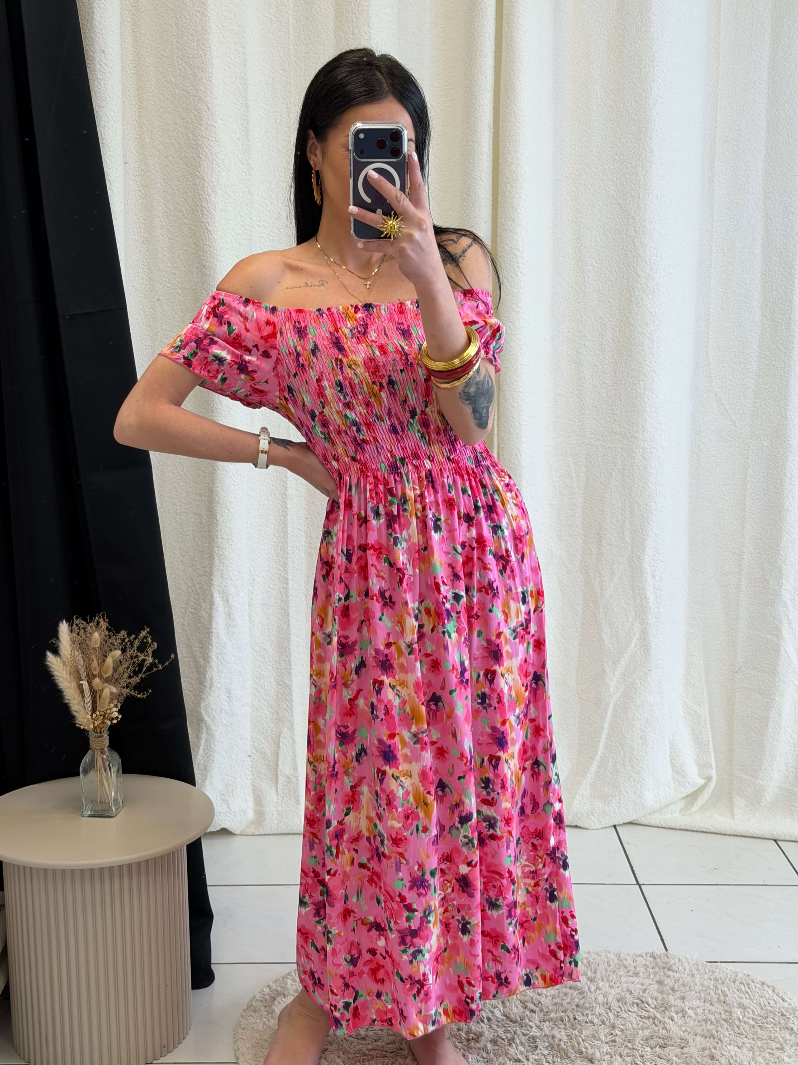 Robe longue à motifs