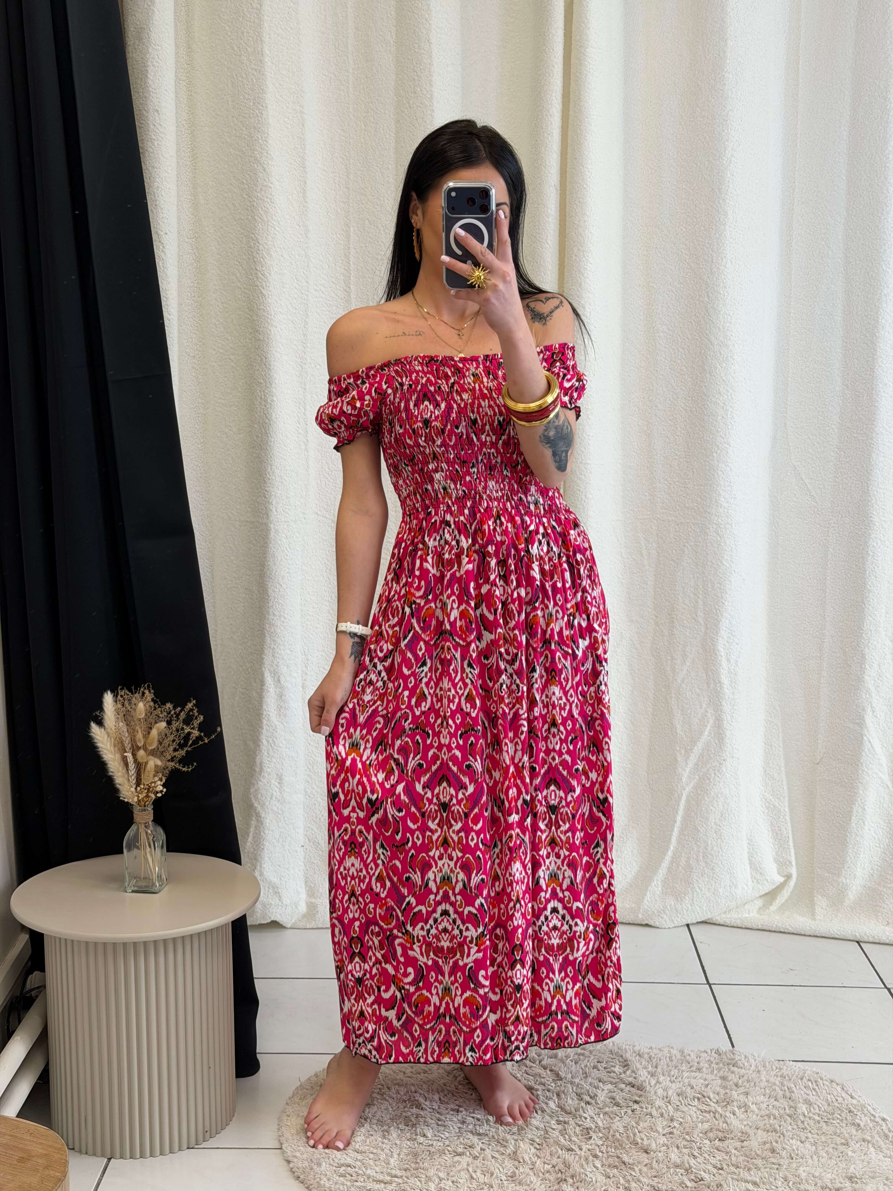 Robe longue à motifs