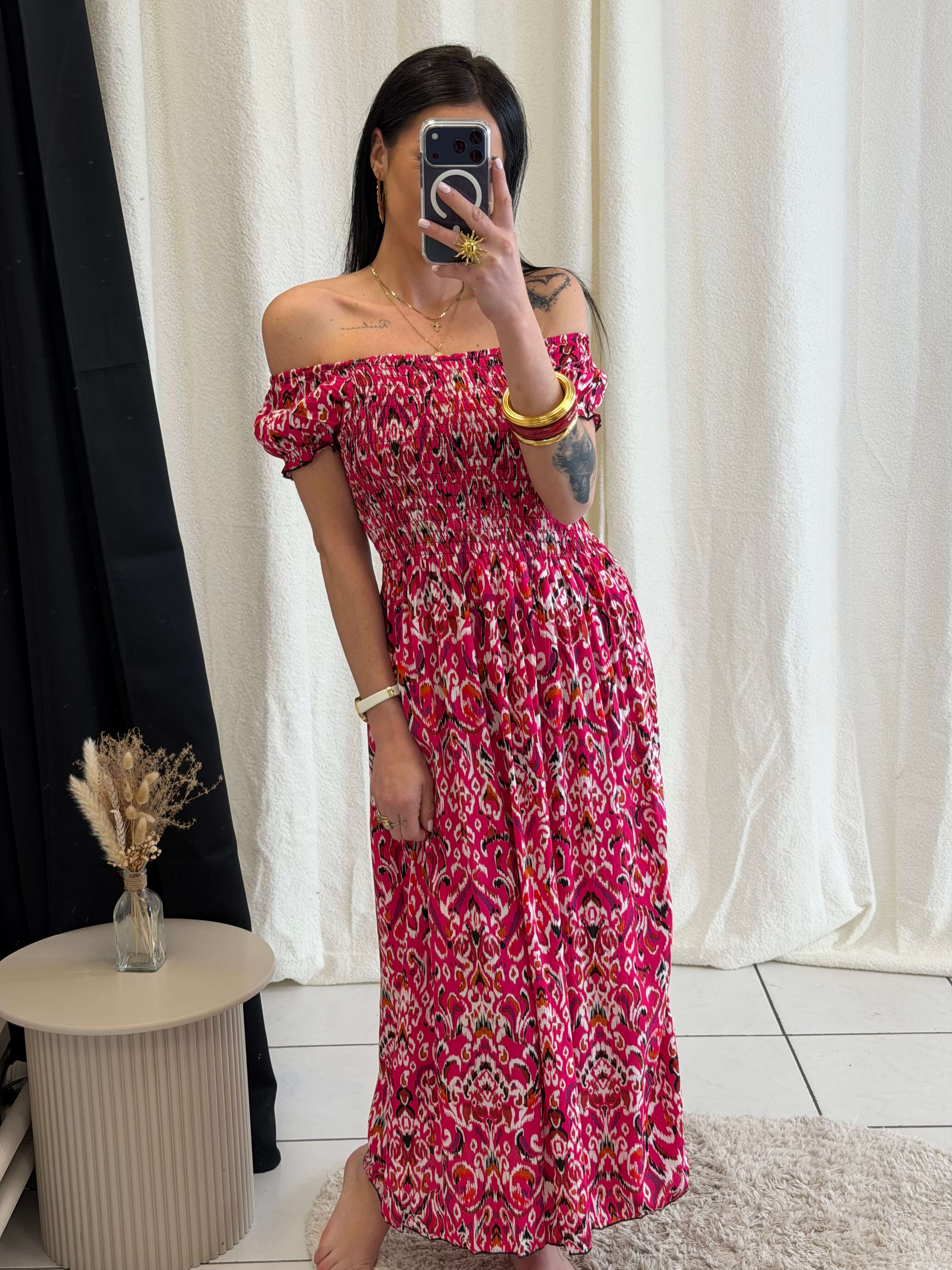 Robe longue à motifs