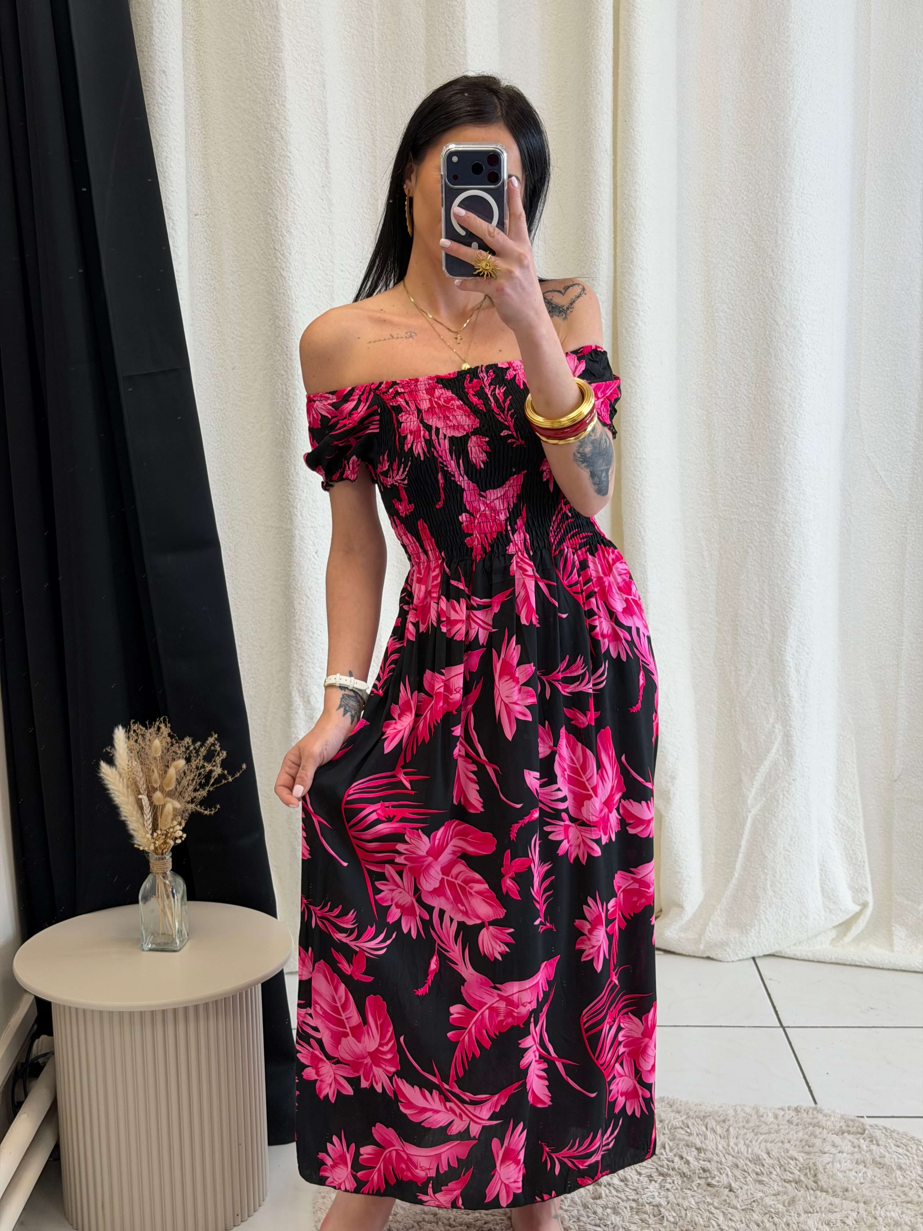 Robe longue à motifs