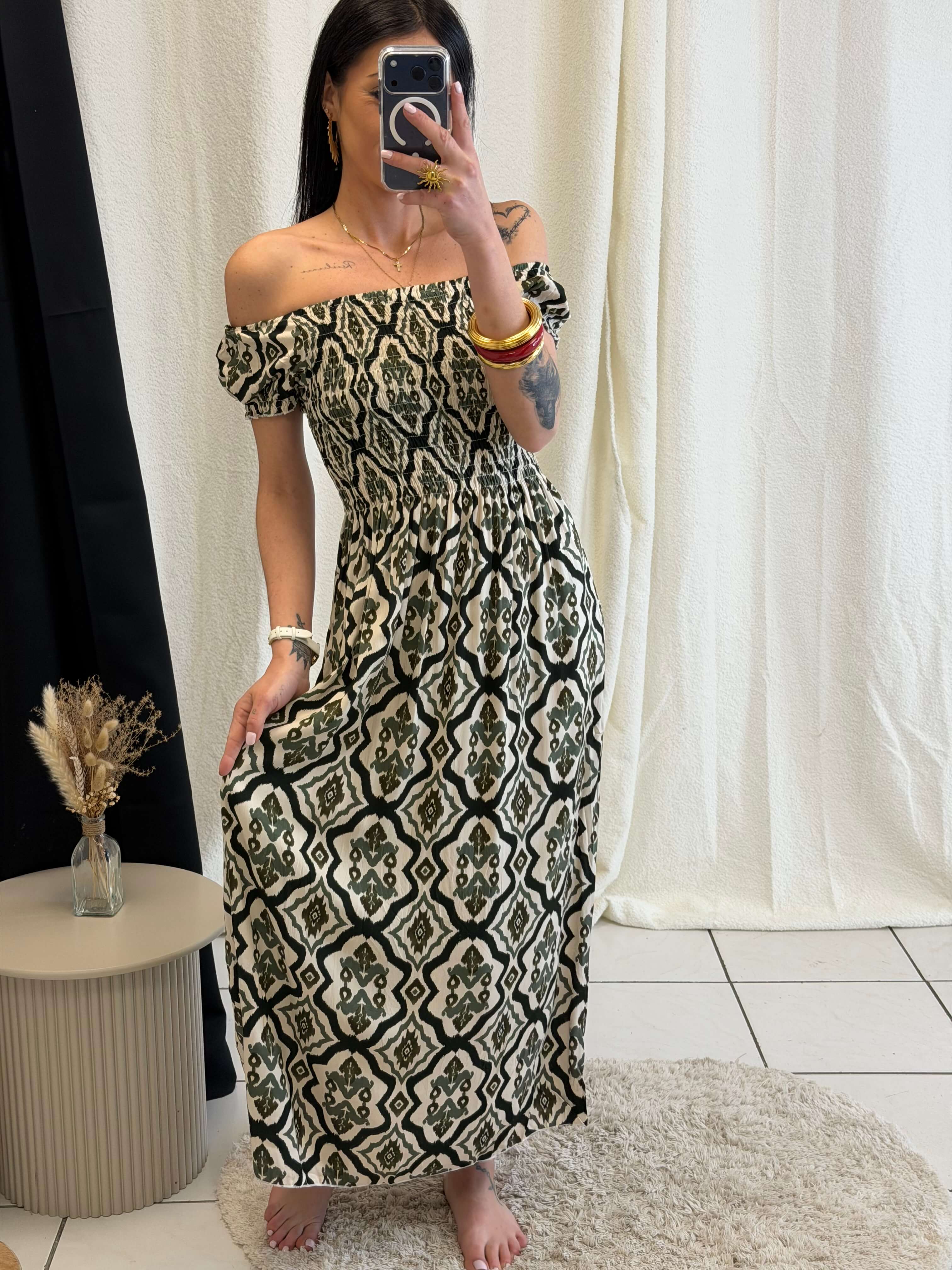 Robe longue à motifs