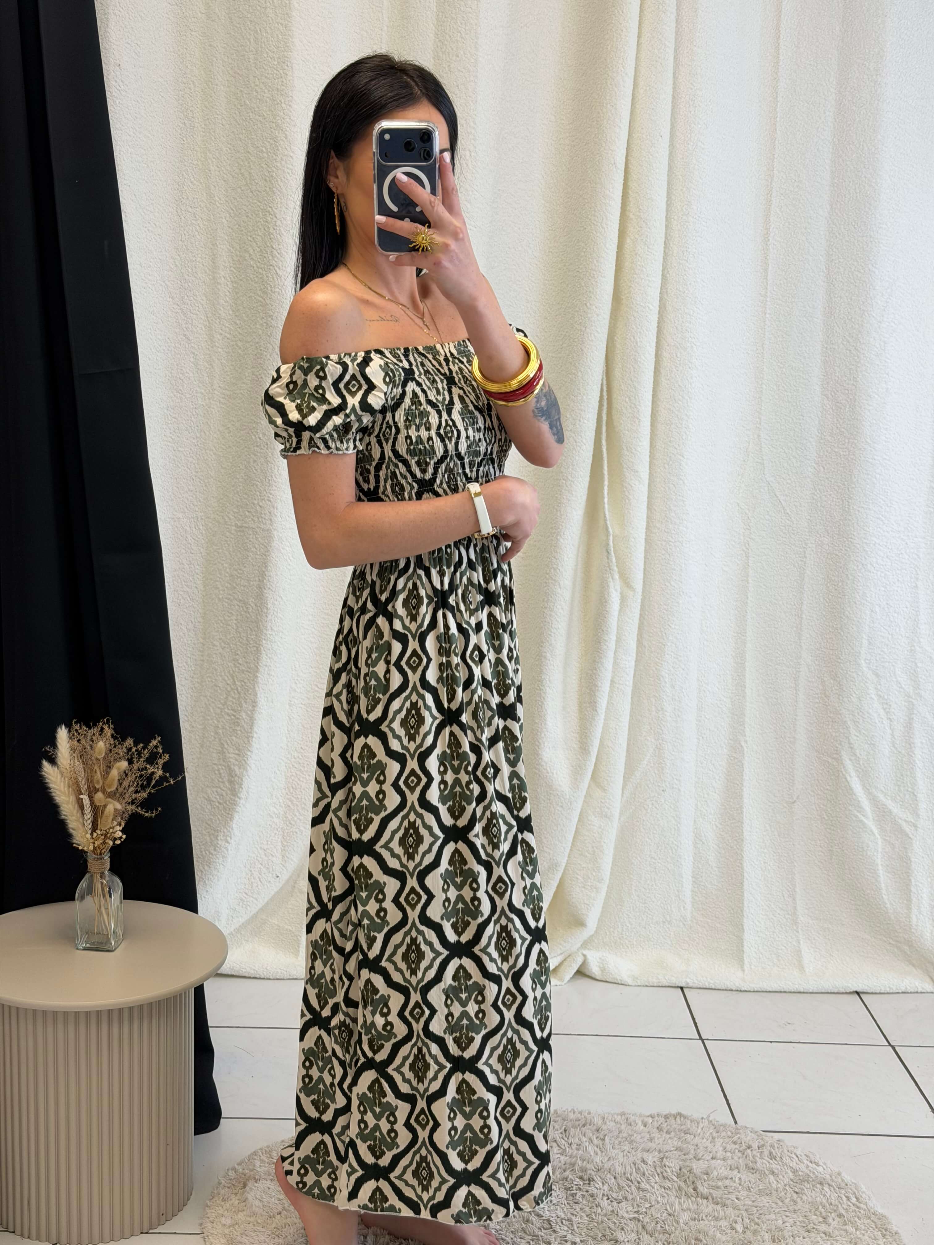 Robe longue à motifs