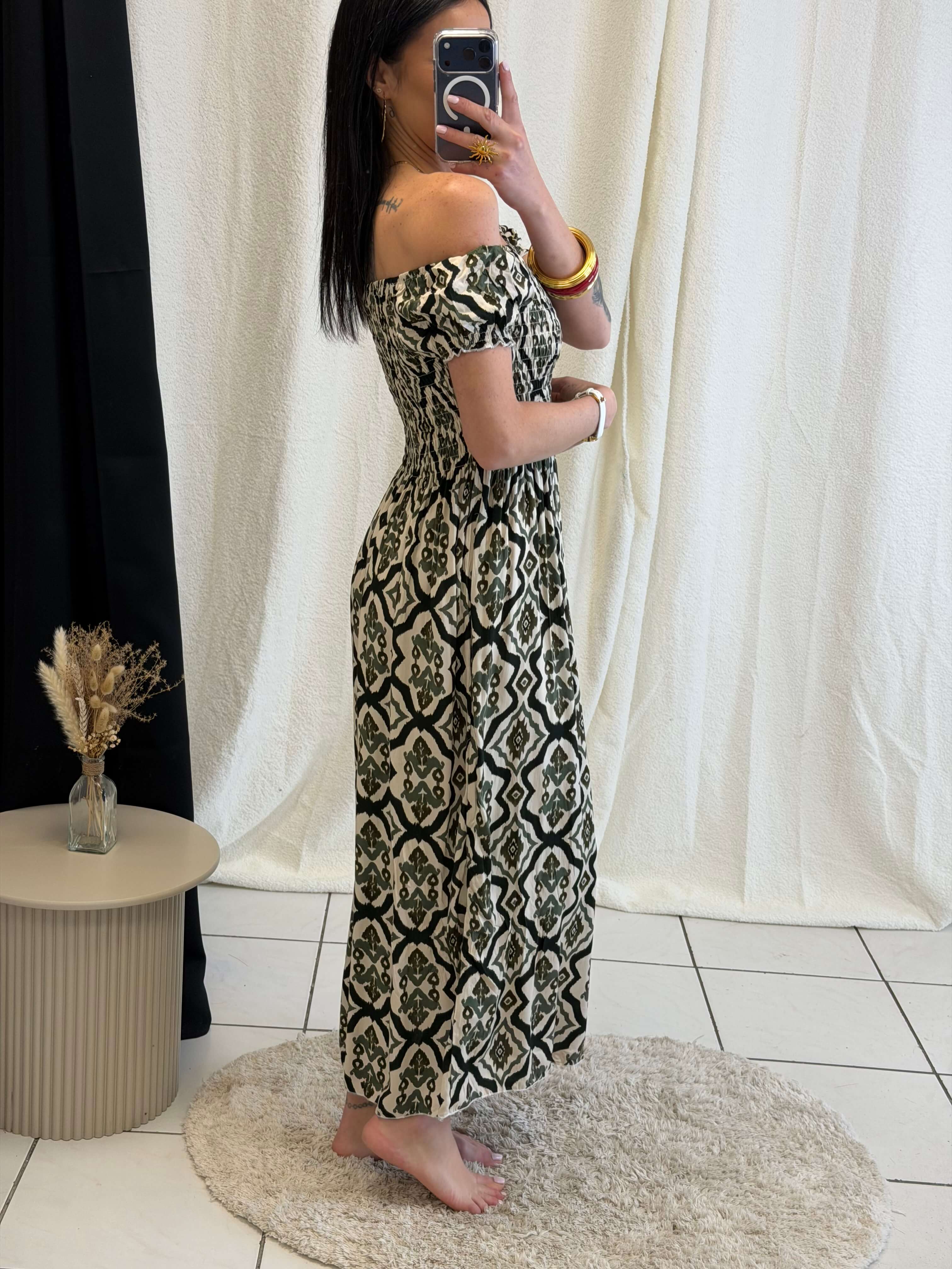 Robe longue à motifs