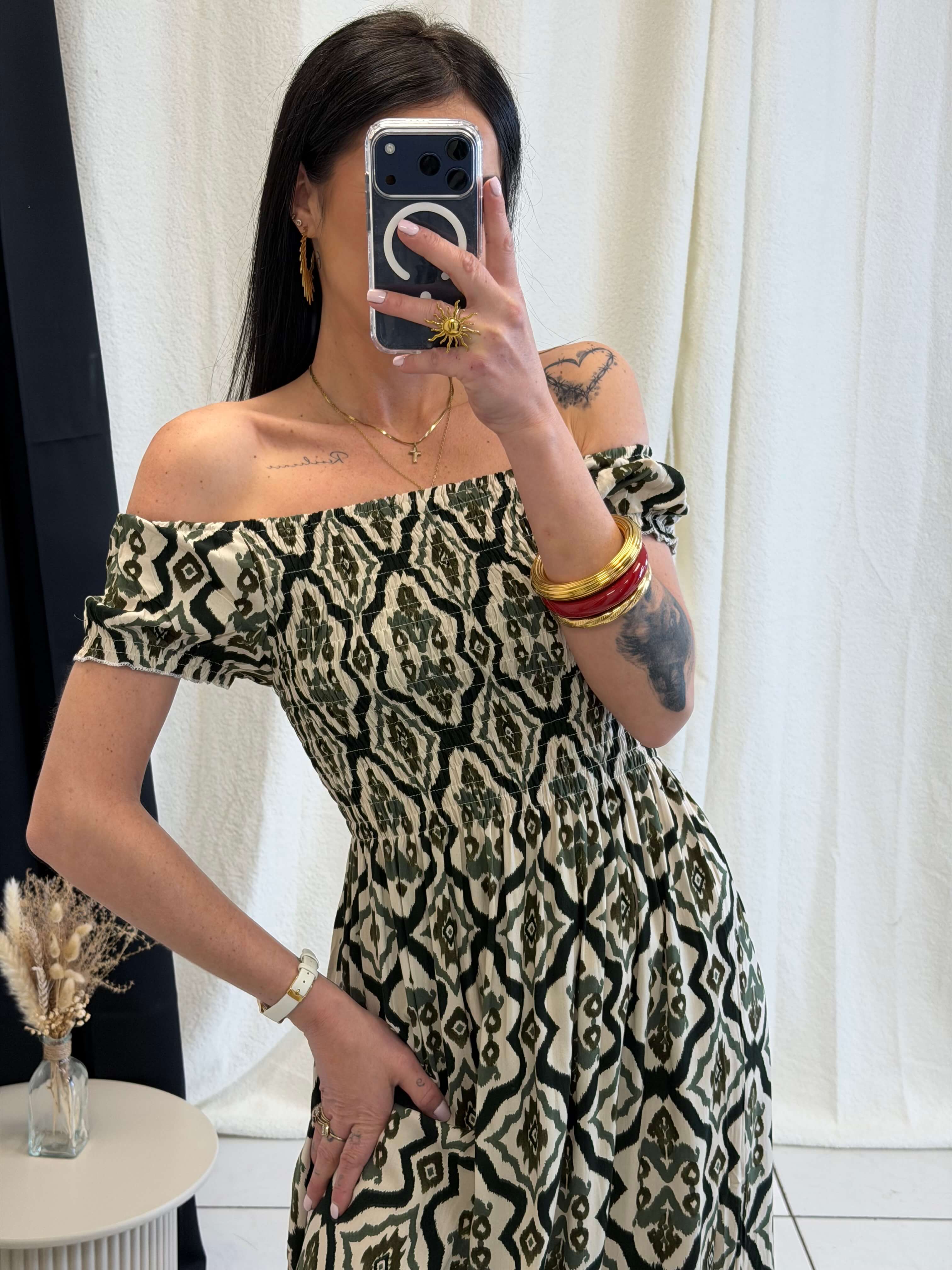 Robe longue à motifs