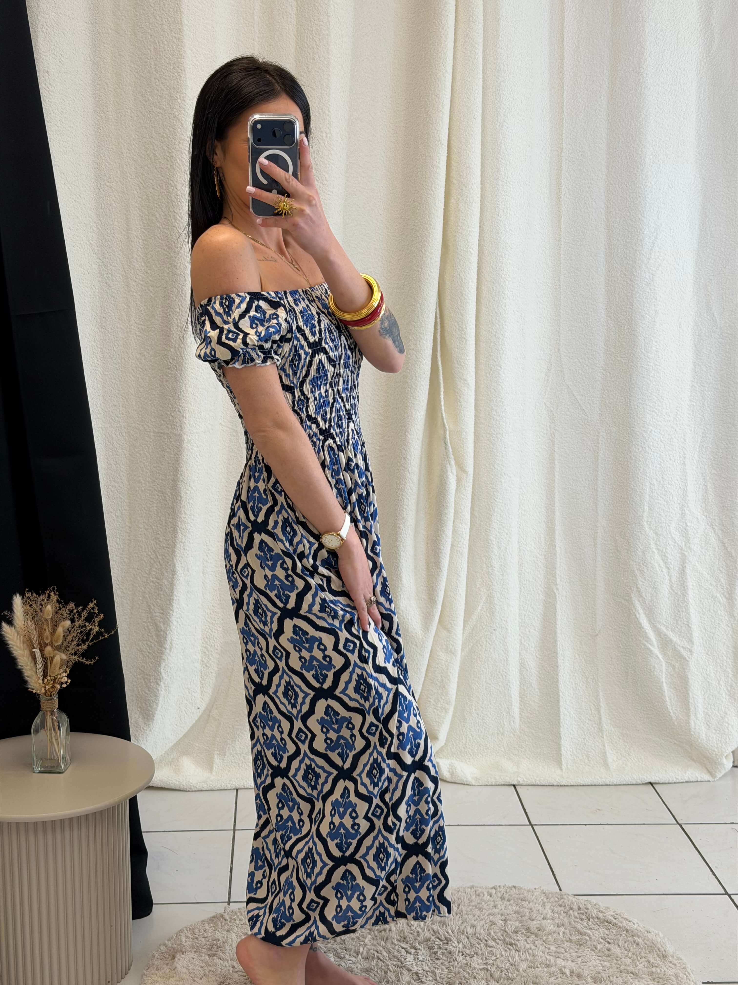 Robe longue à motifs