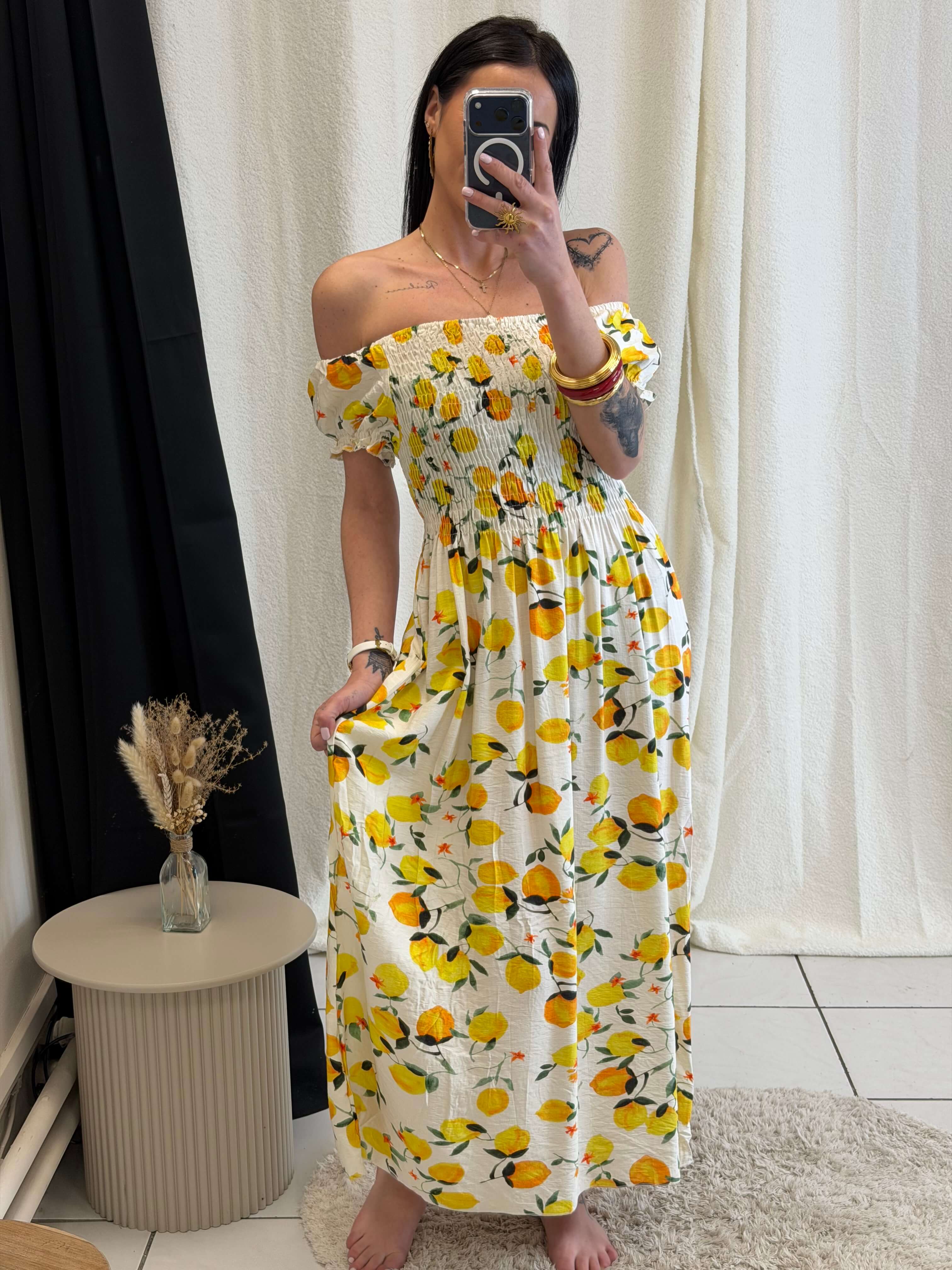 Robe longue à motifs