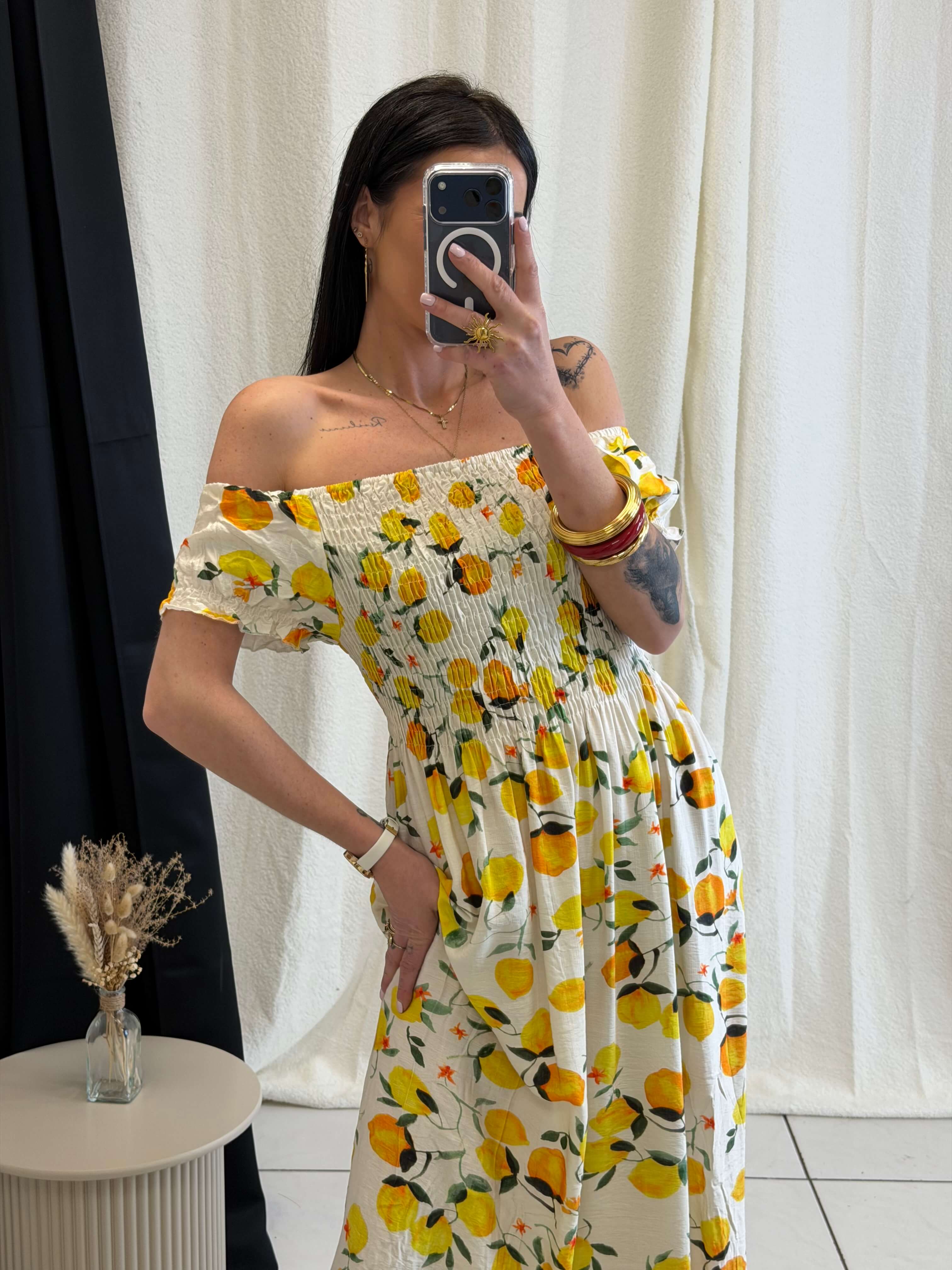 Robe longue à motifs