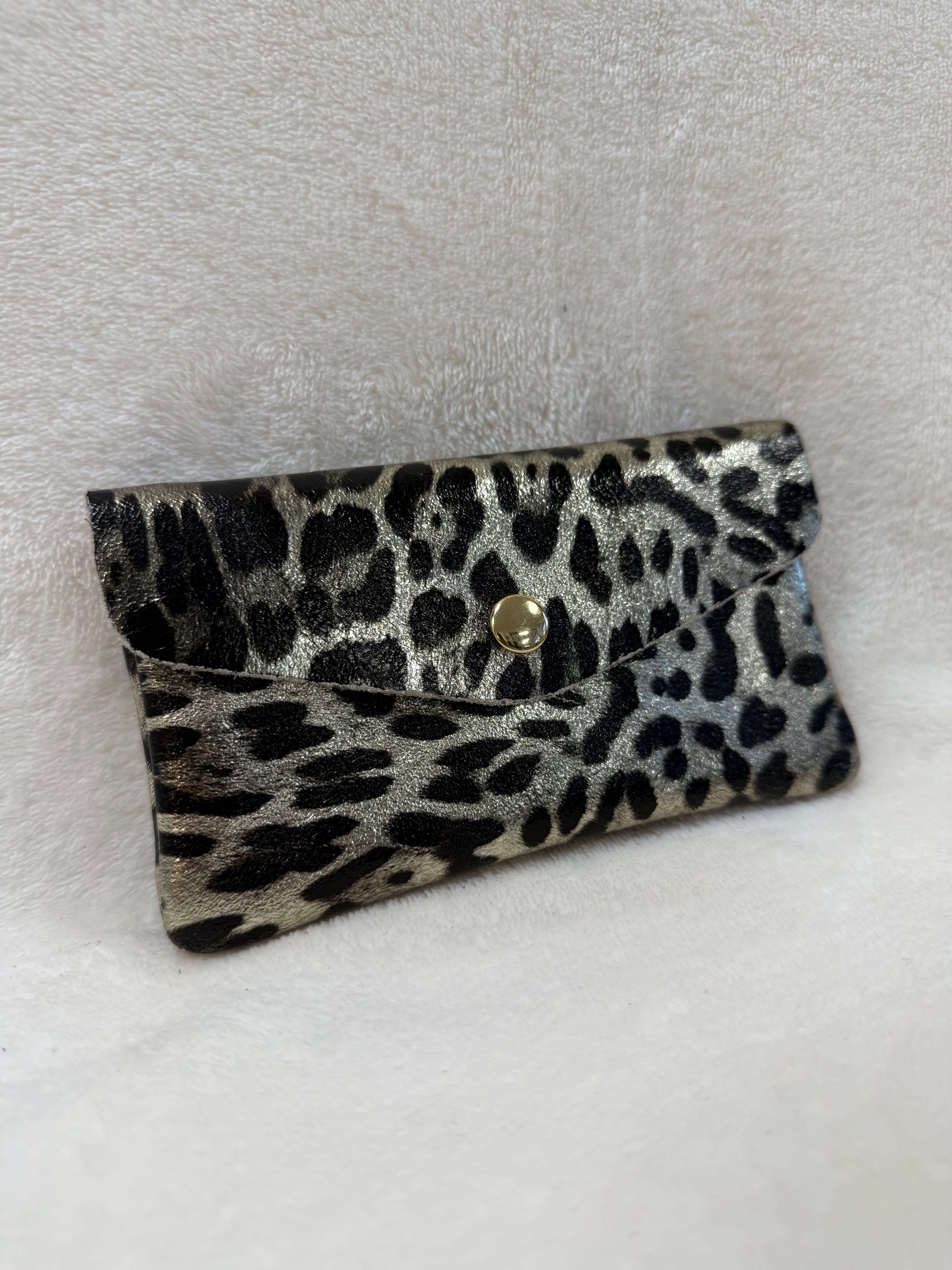 Porte monnaie en cuir léopard XL