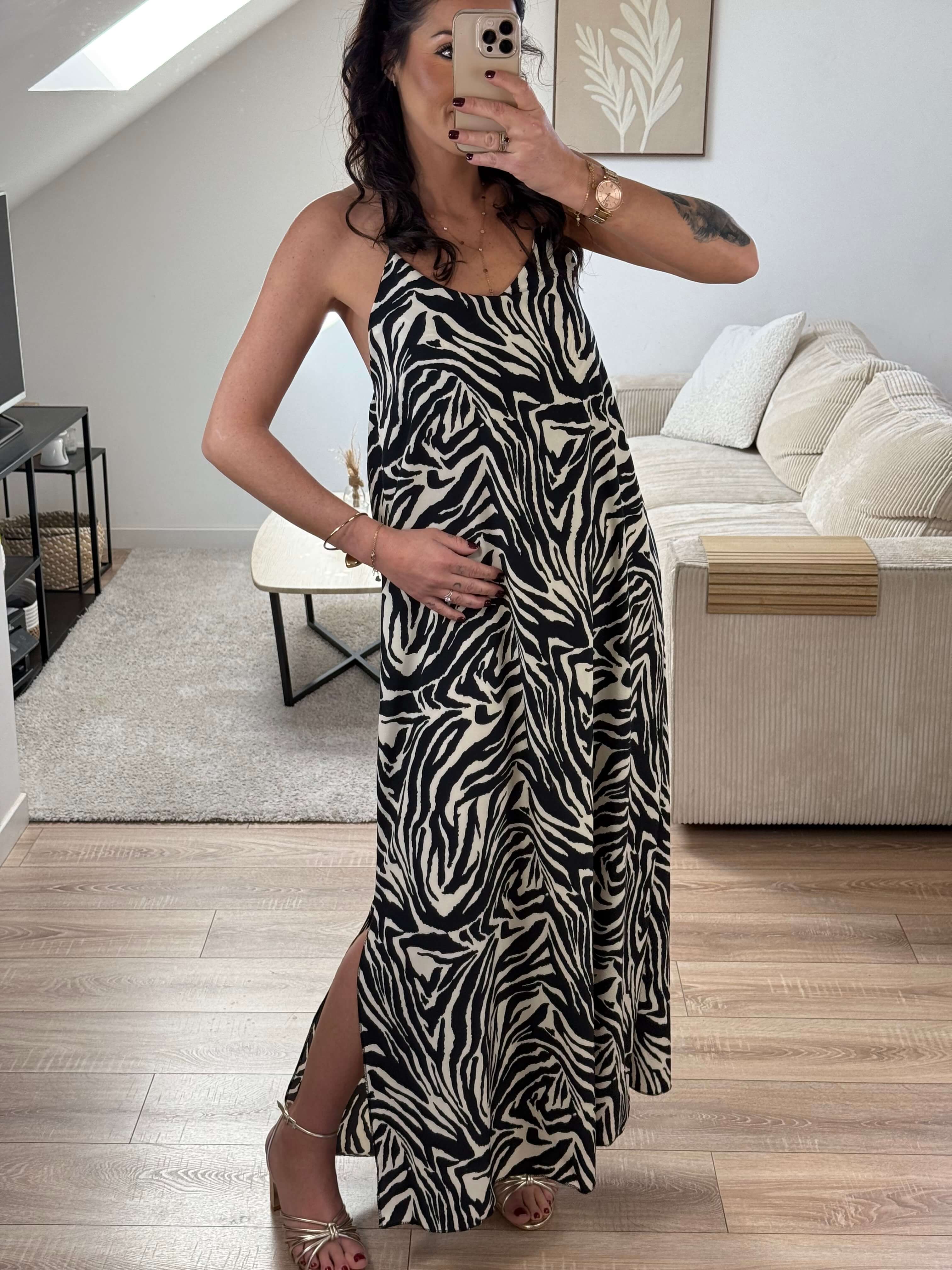 Robe bretelle fine zèbre - Léna