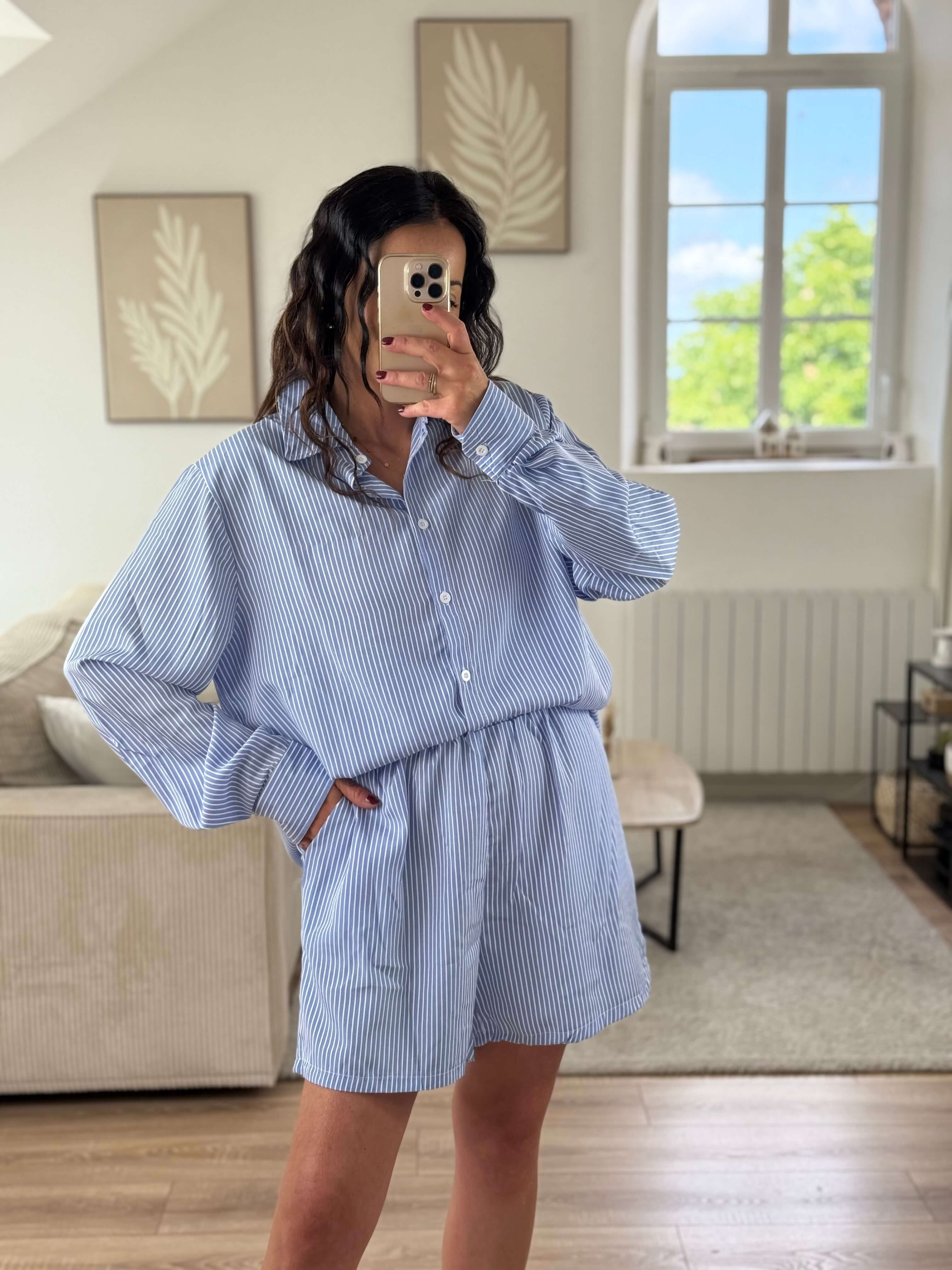 Ensemble rayé chemise/short - Zoé