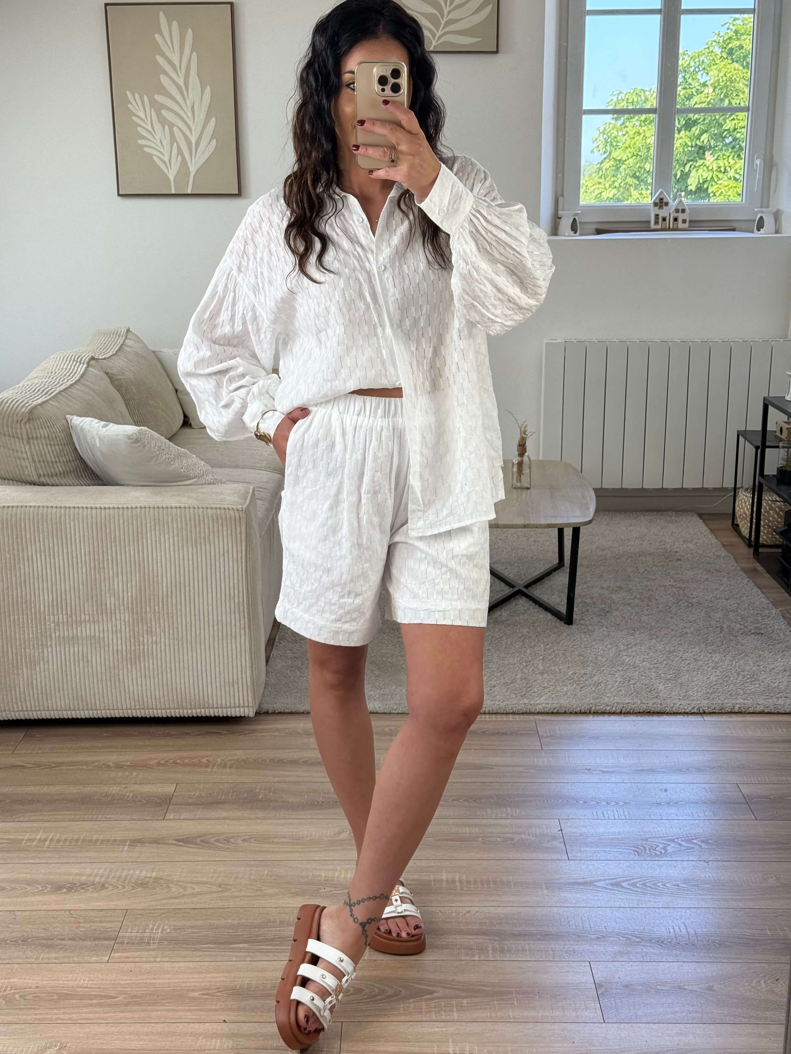 Ensemble chemise/short - Perle